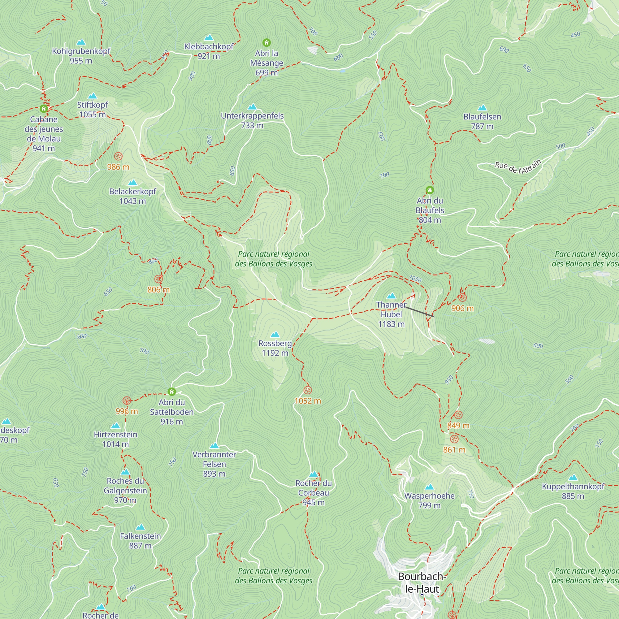 Refuge Rossberg - SCSM (Ski Club Mulhouse) map