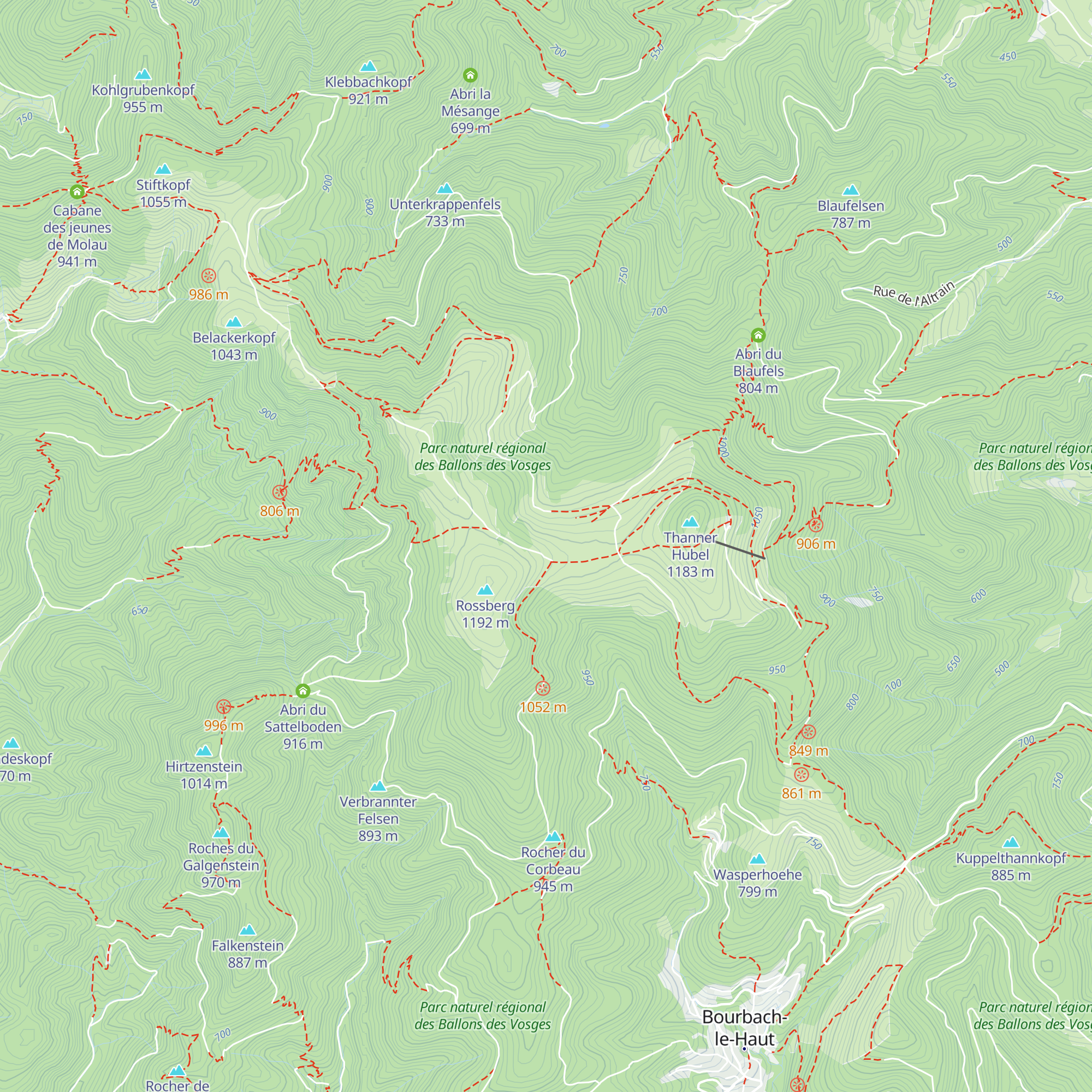 Refuge Rossberg - SCSM (Ski Club Mulhouse) map
