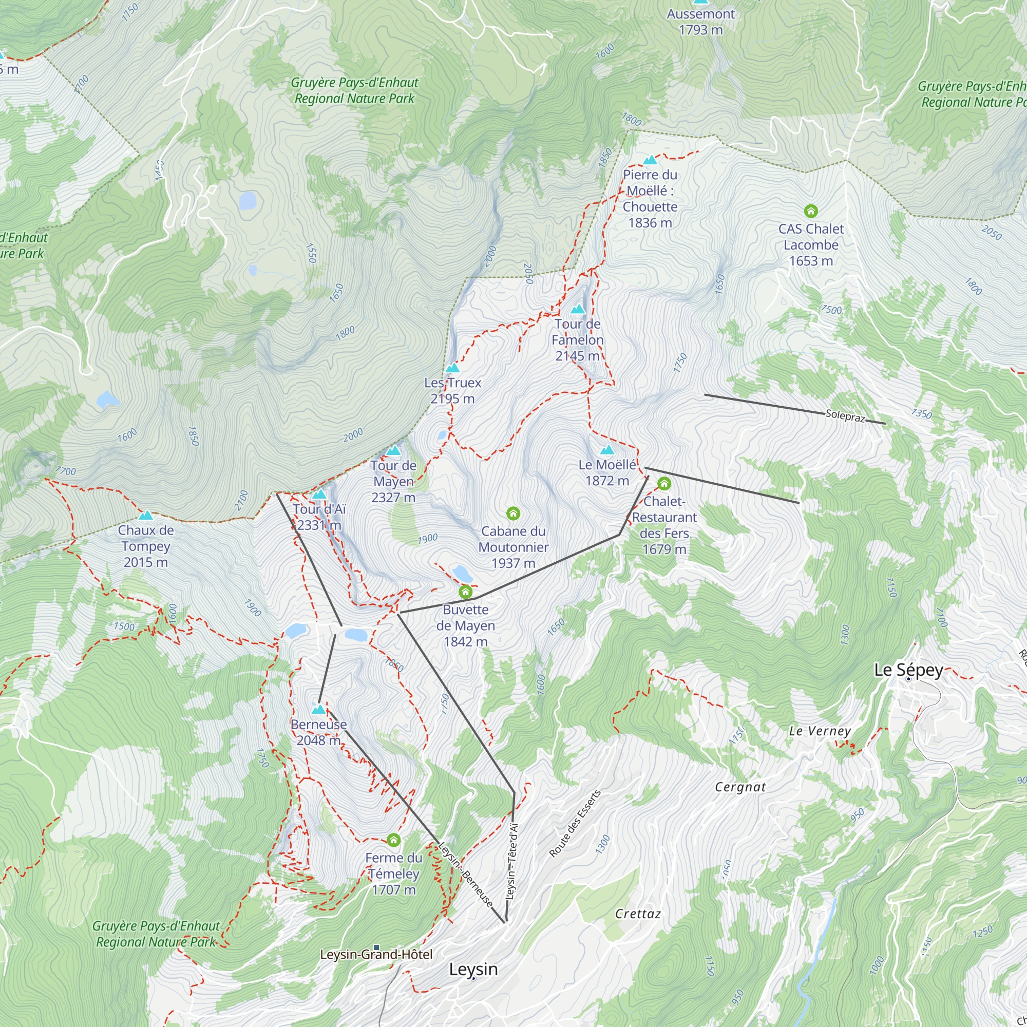 Cabane du Moutonnier map