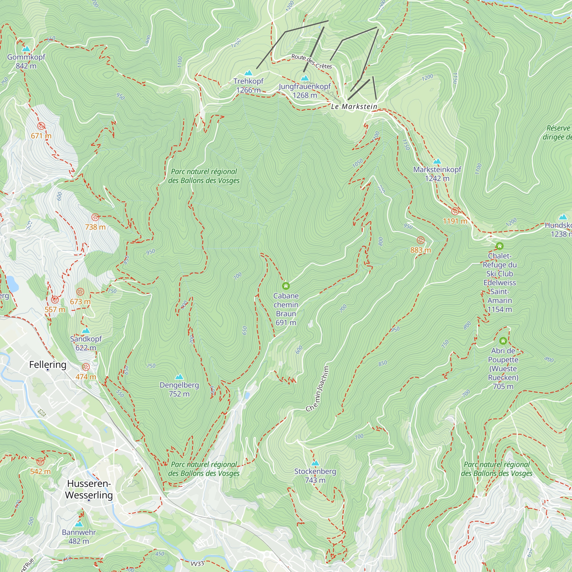 Cabane chemin Braun map