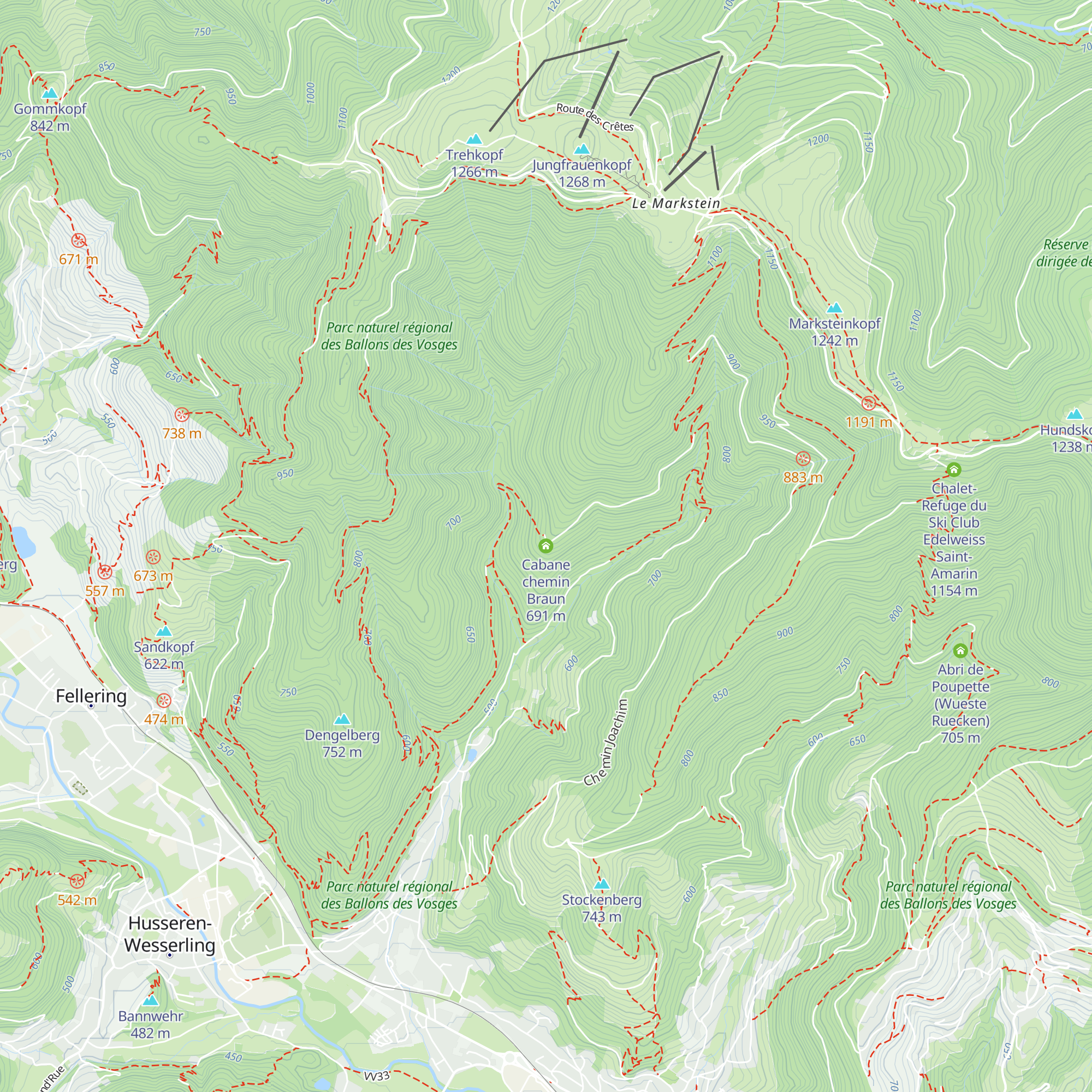 Cabane chemin Braun map