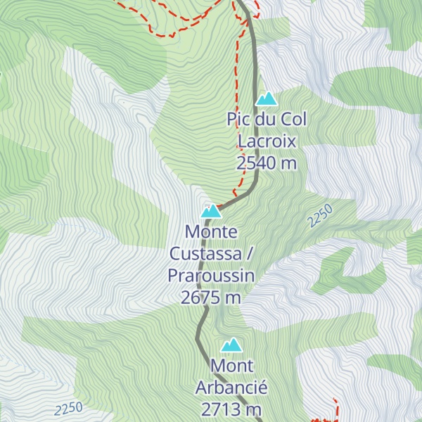 Map of Monte Custassa / Praroussin