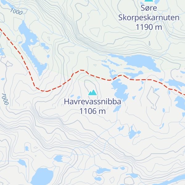 Map of Havrevassnibba