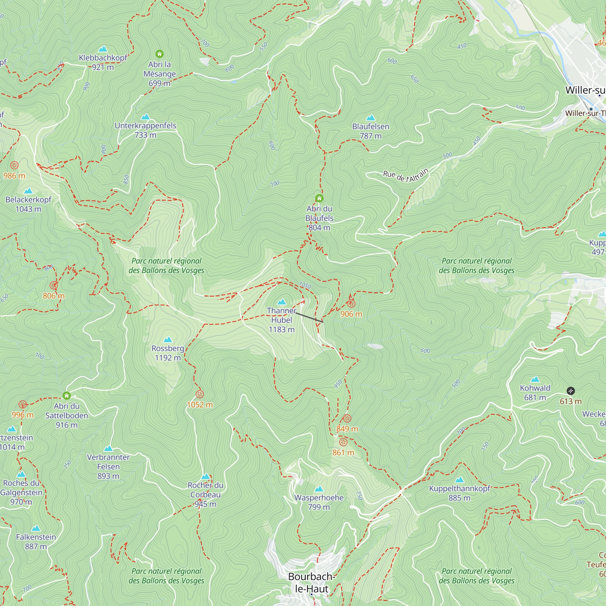 Refuge Club Vosgien du Thanner Hubel map
