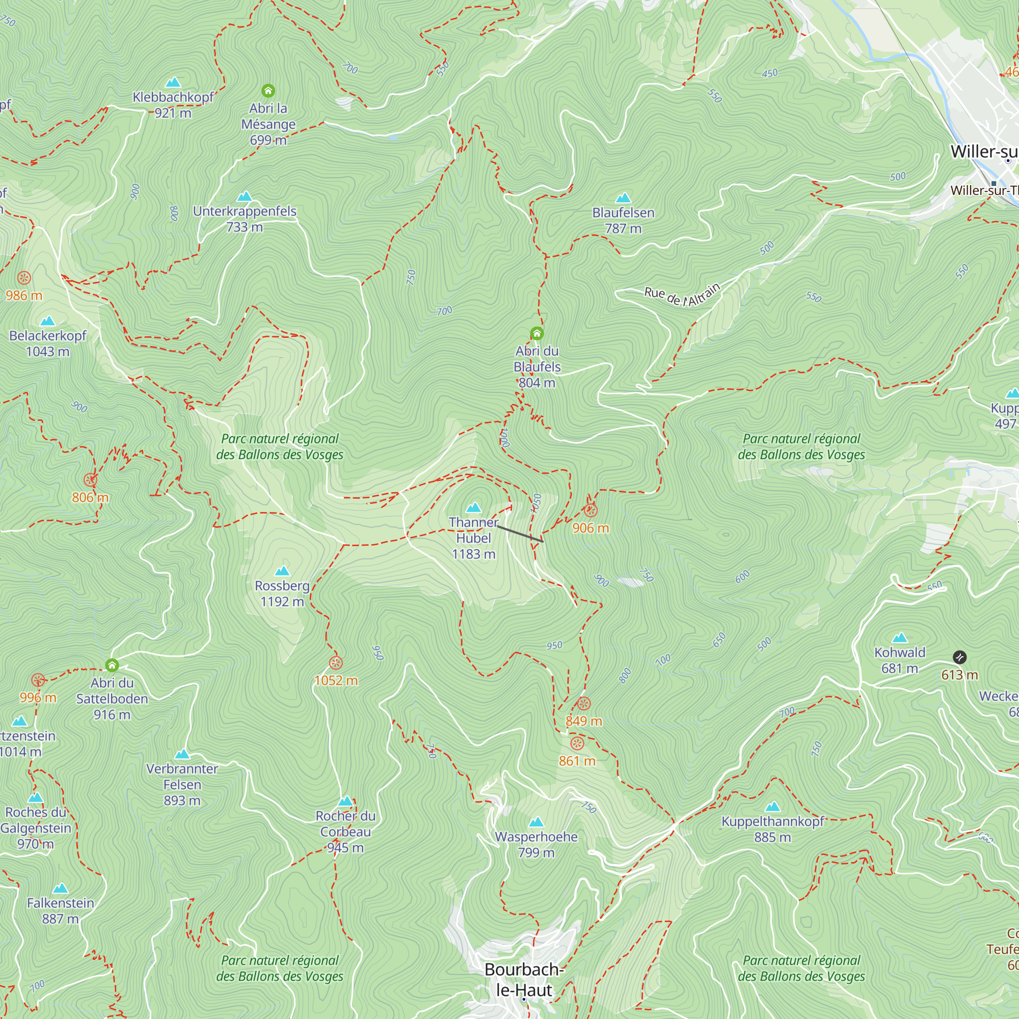 Refuge Club Vosgien du Thanner Hubel map
