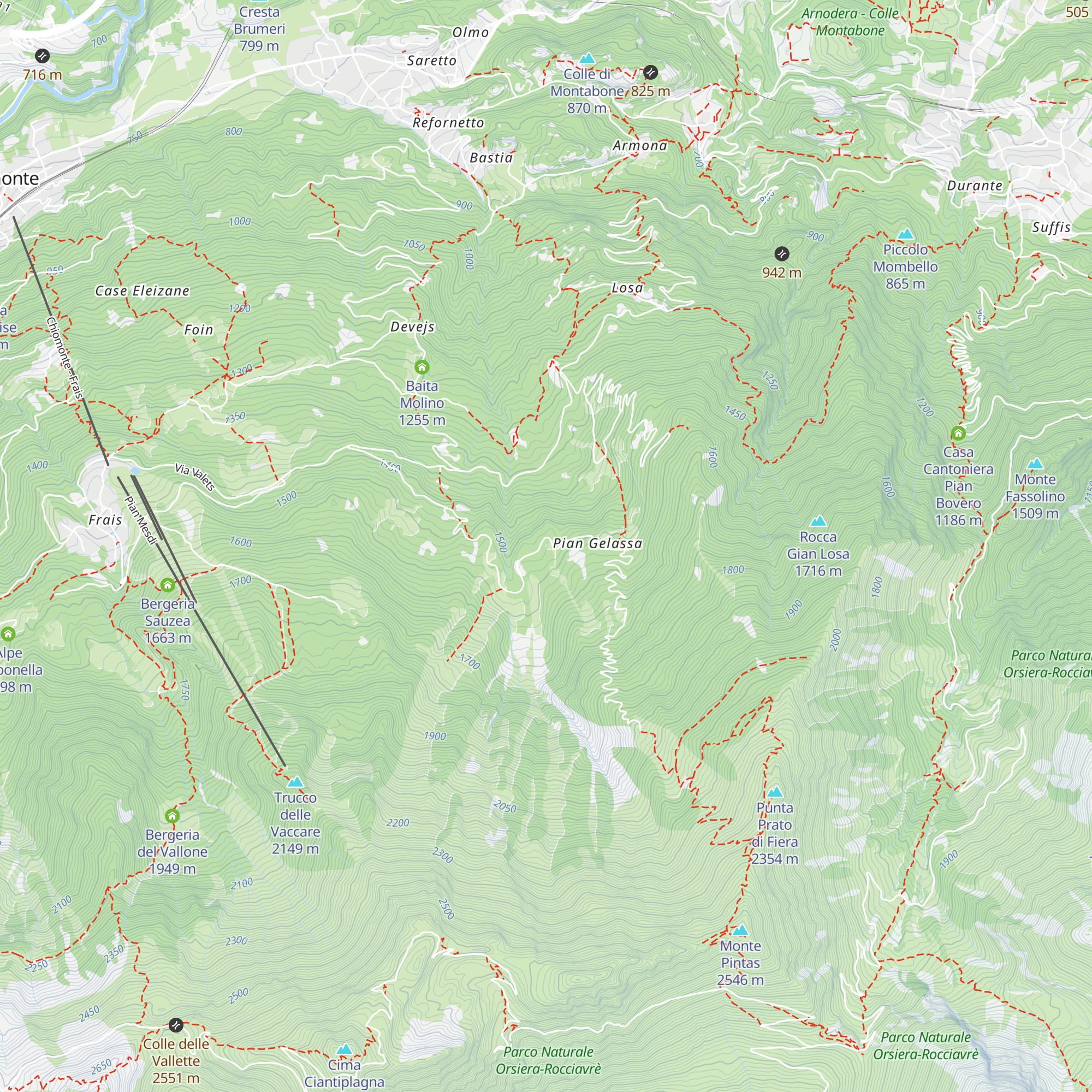 ex Cabinovia Pian Gelassa-Punta Faliera map