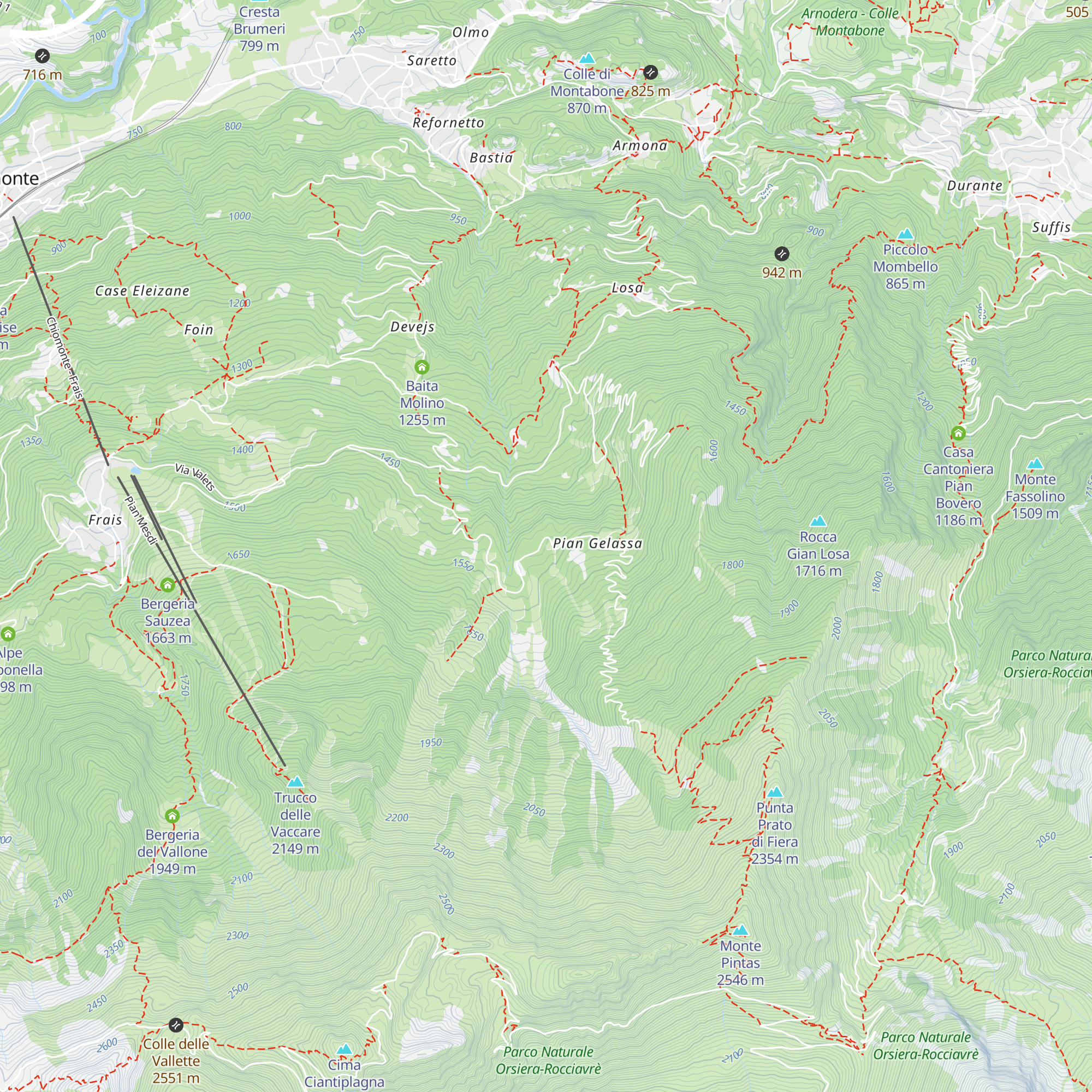 ex Cabinovia Pian Gelassa-Punta Faliera map