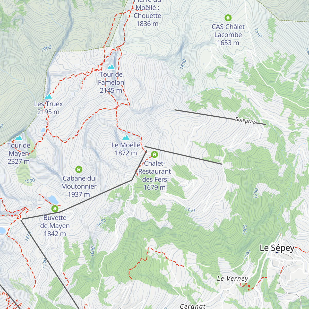Chalet-Restaurant des Fers map