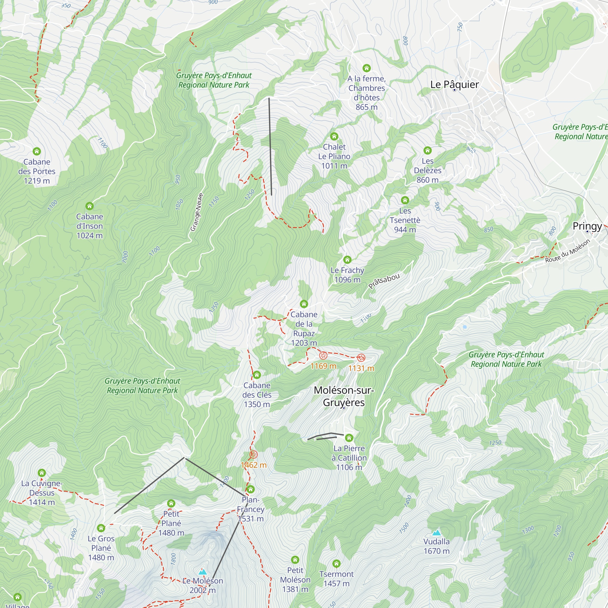 Cabane de la Rupaz map