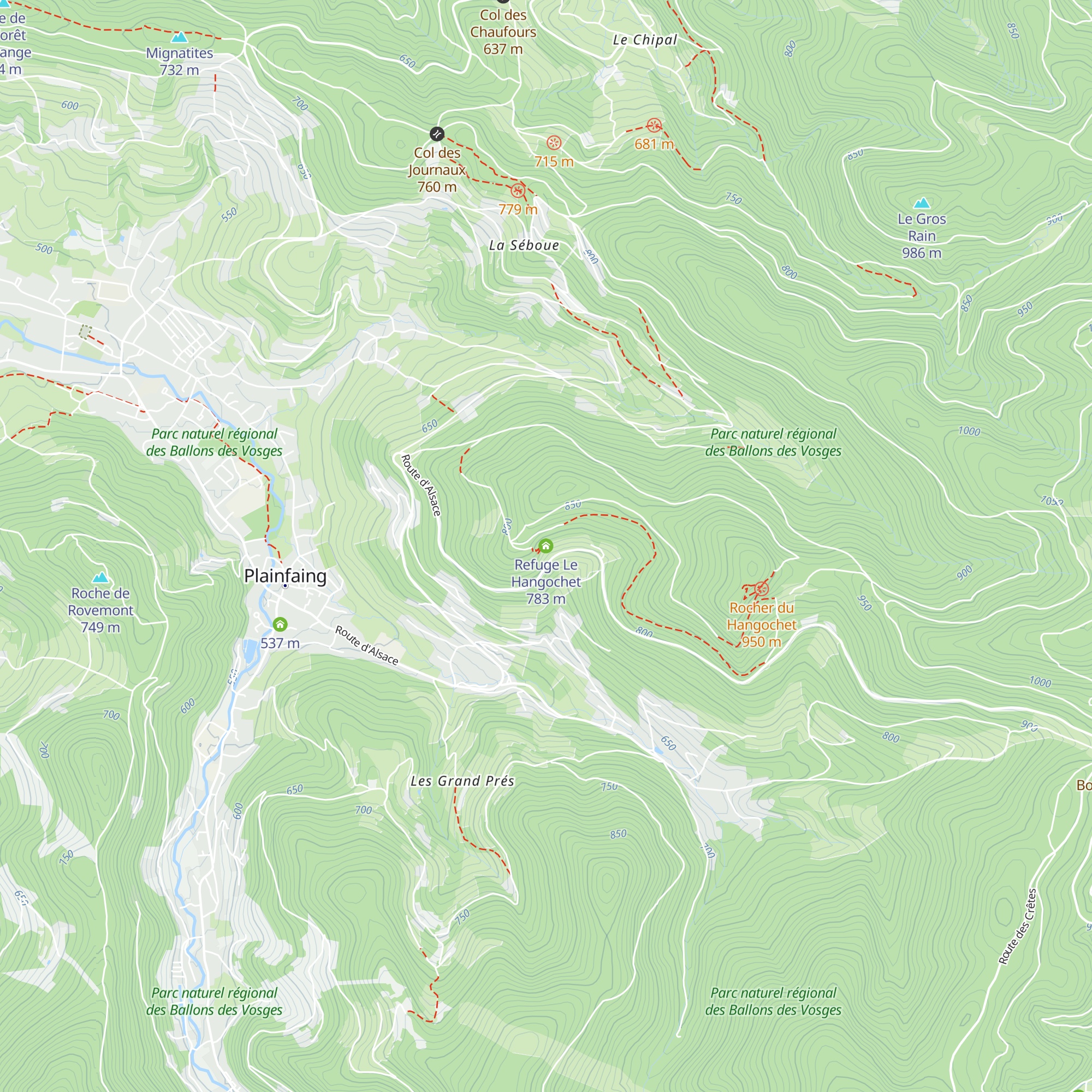 Refuge Le Hangochet map
