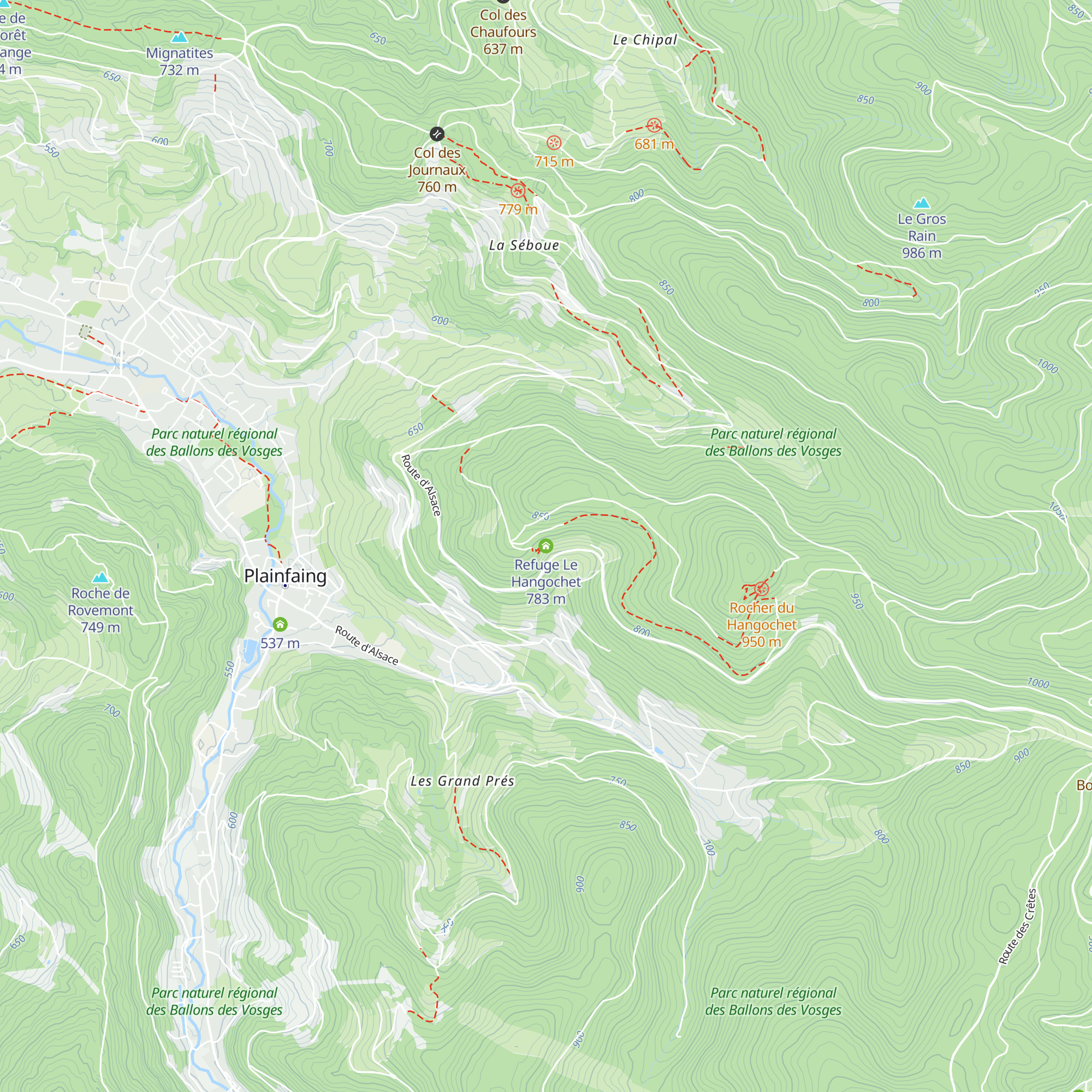 Refuge Le Hangochet map