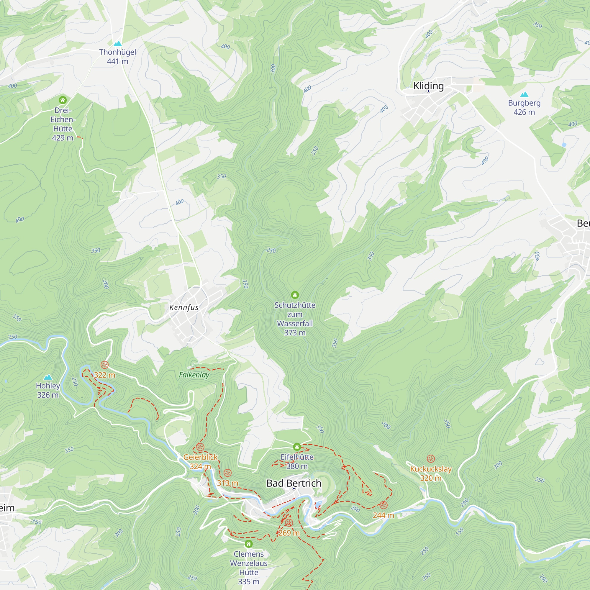 Schutzhütte zum Wasserfall map