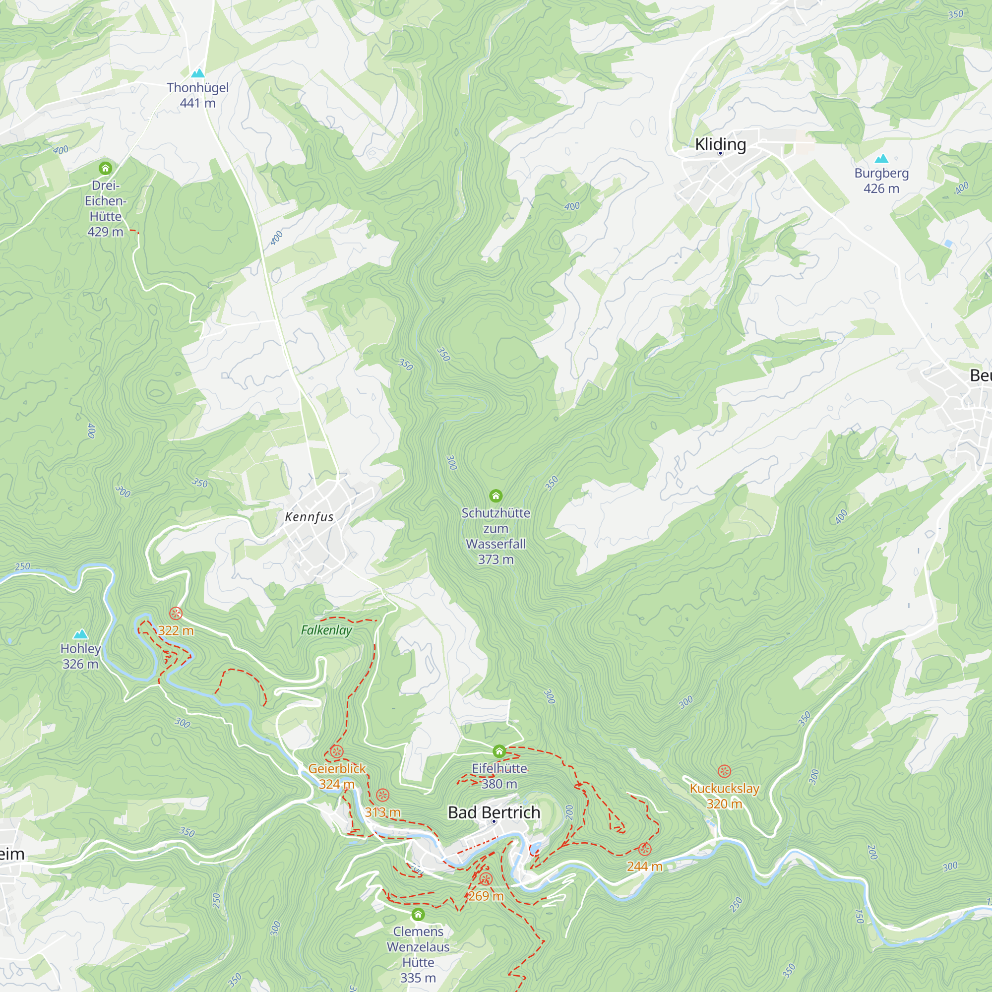 Schutzhütte zum Wasserfall map