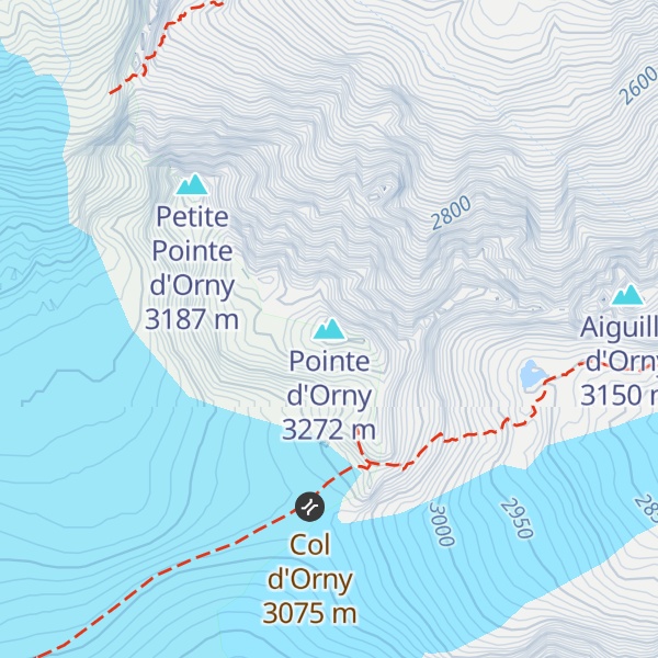Map of Pointe d'Orny