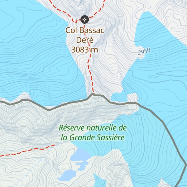 Map of Becca La Traversière / Pointe de la Traversière