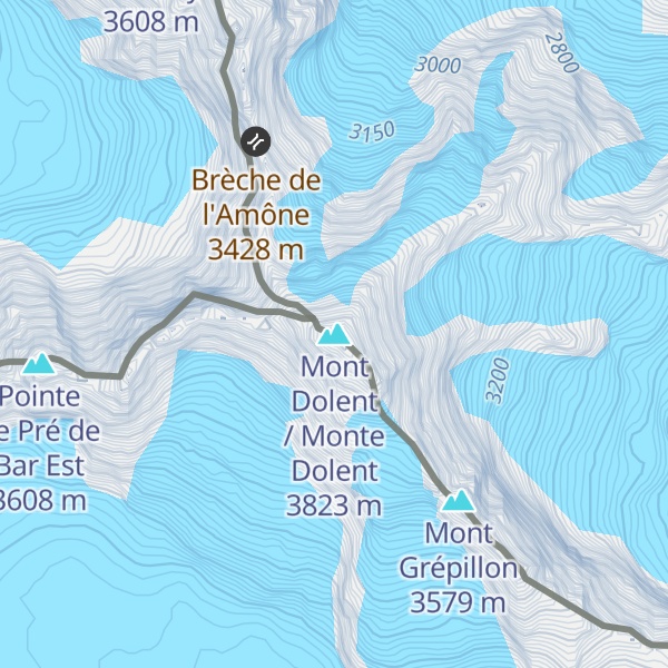 Map of Mont Dolent / Monte Dolent
