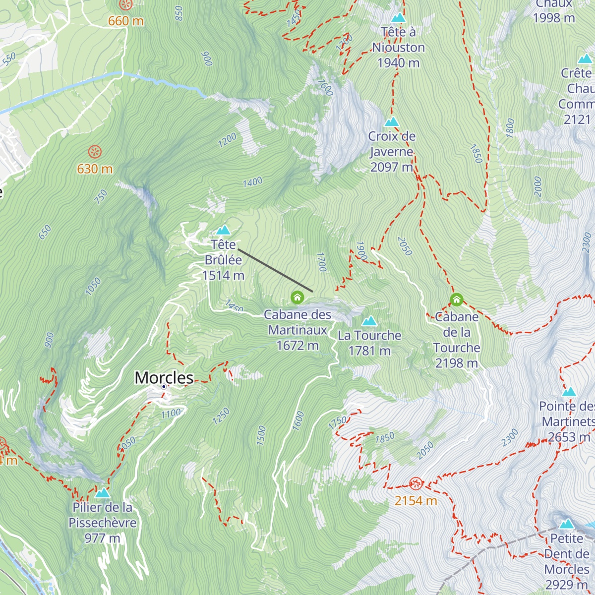 Cabane des Martinaux map