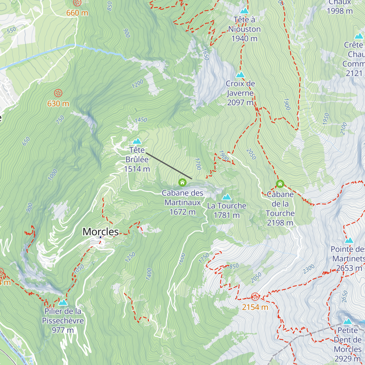 Cabane des Martinaux map