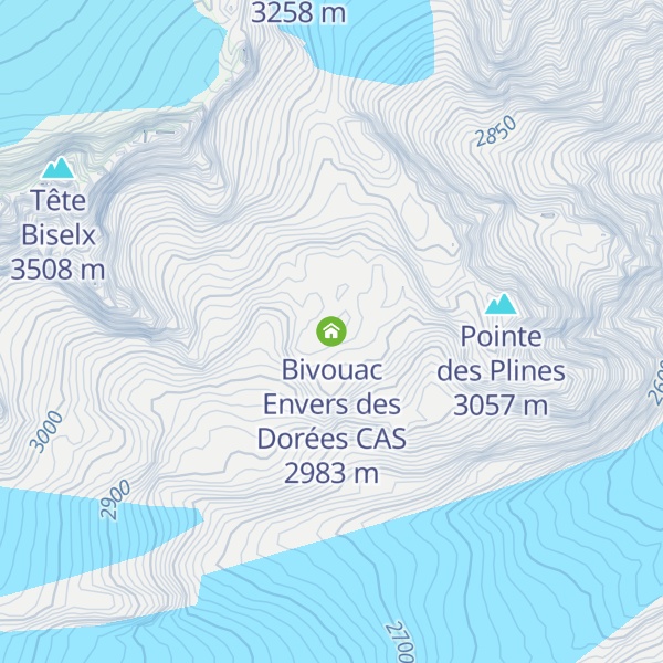 Map of Bivouac Envers des Dorées CAS