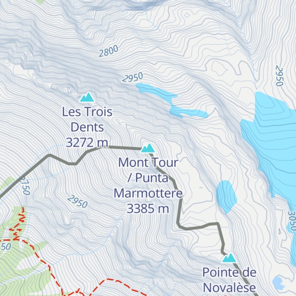 Map of Mont Tour / Punta Marmottere