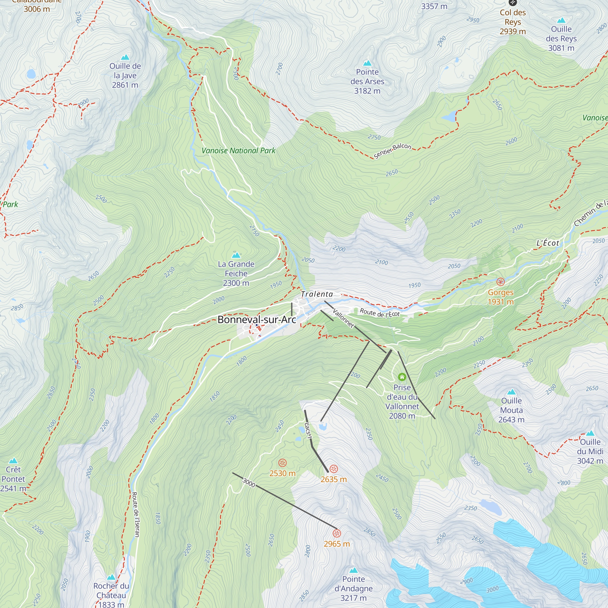 Chalet de Bonneval-sur-Arc map