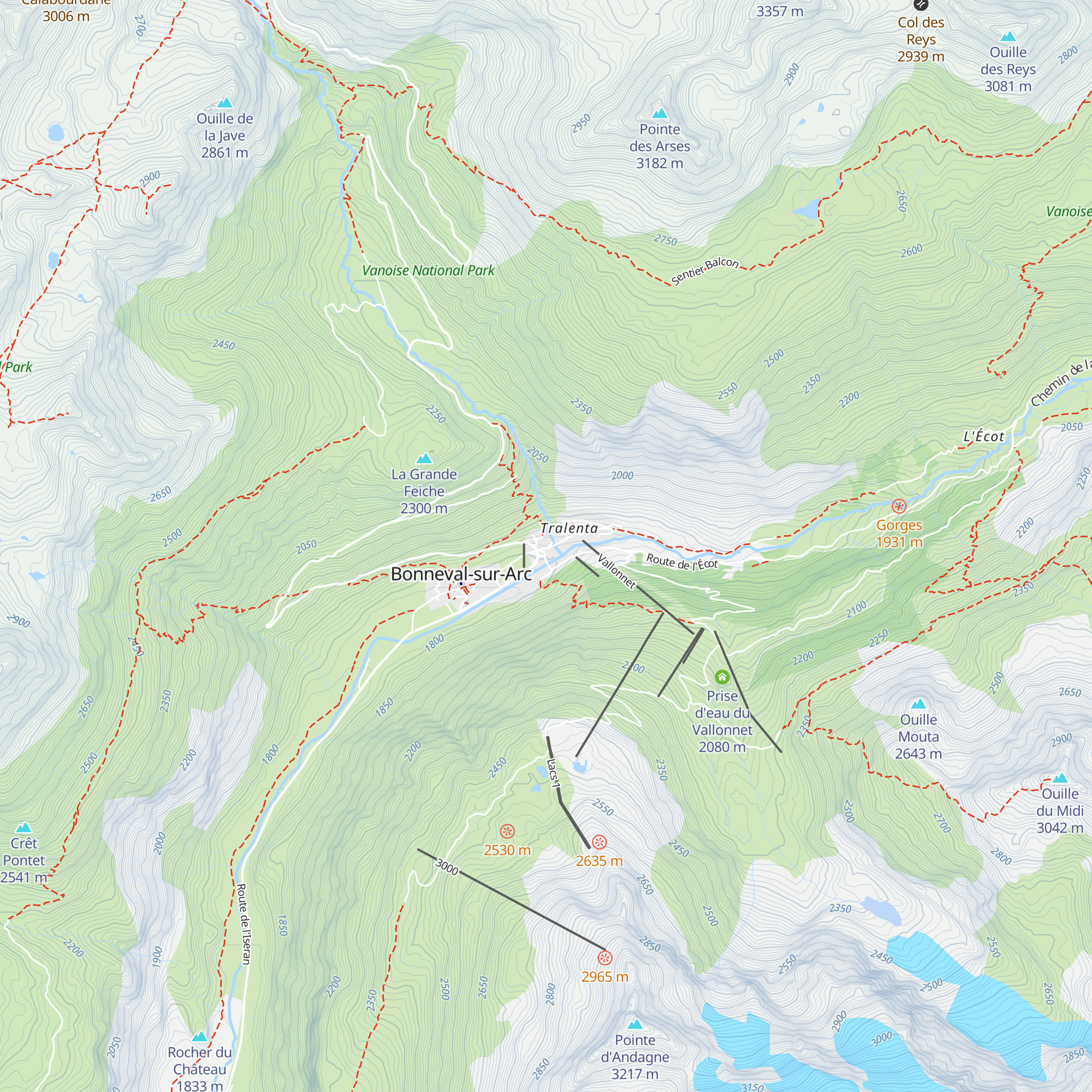 Chalet de Bonneval-sur-Arc map