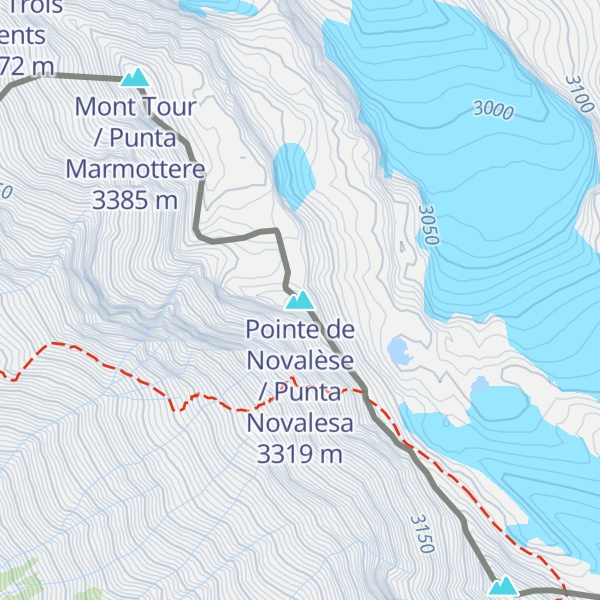 Map of Pointe de Novalèse / Punta Novalesa