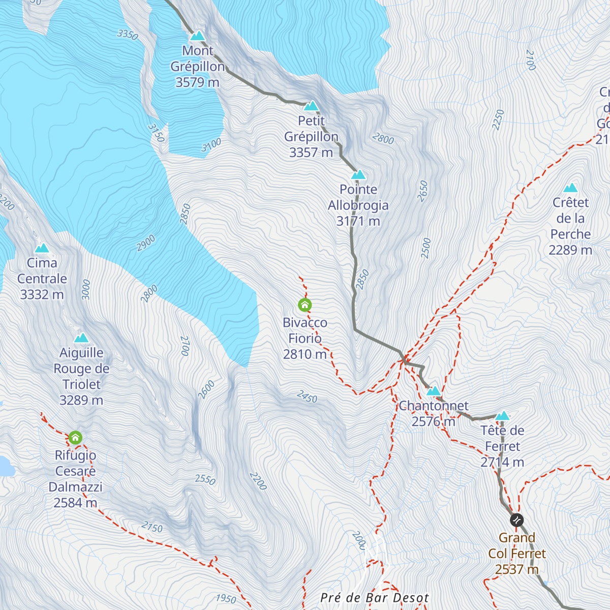 Bivacco Fiorio map