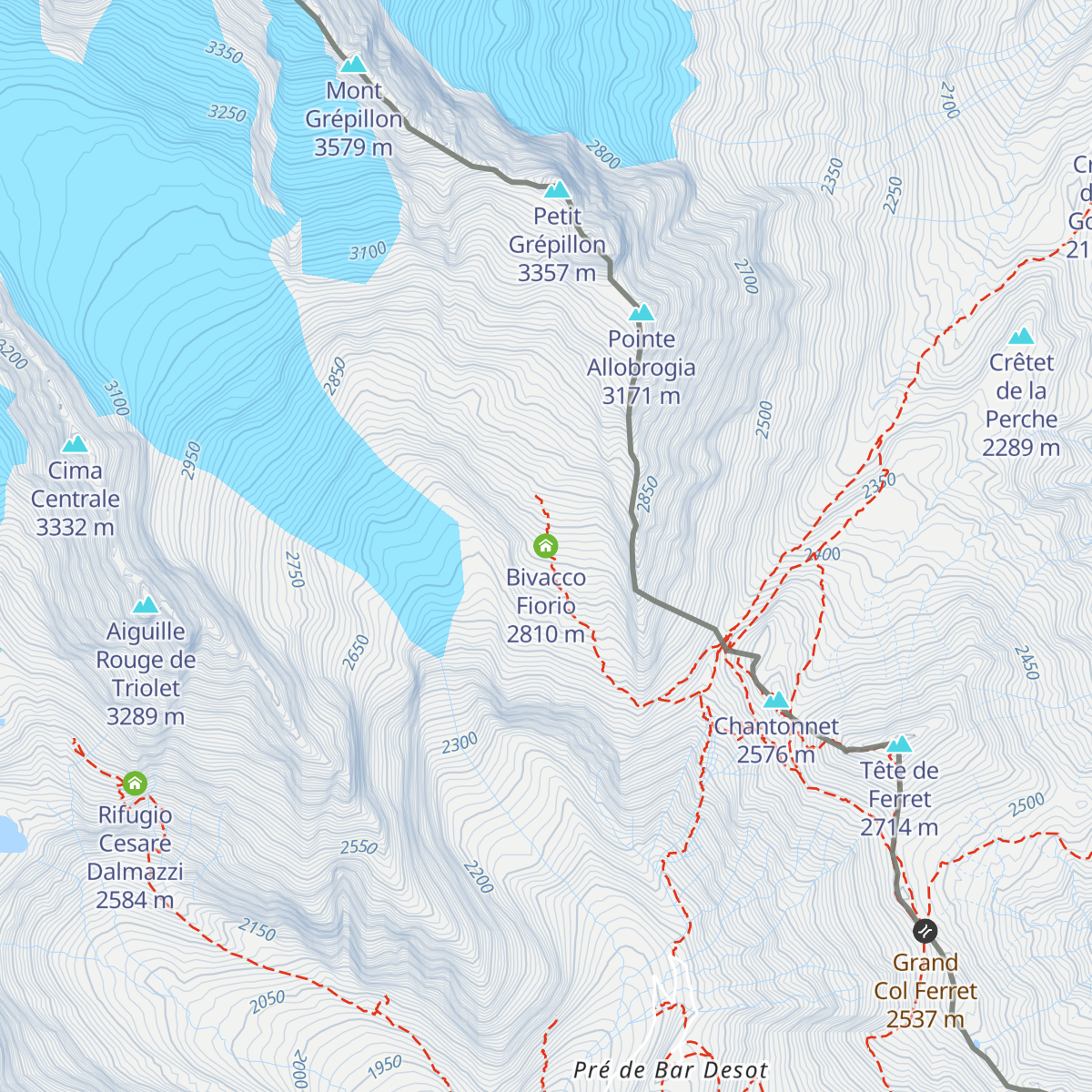 Bivacco Fiorio map