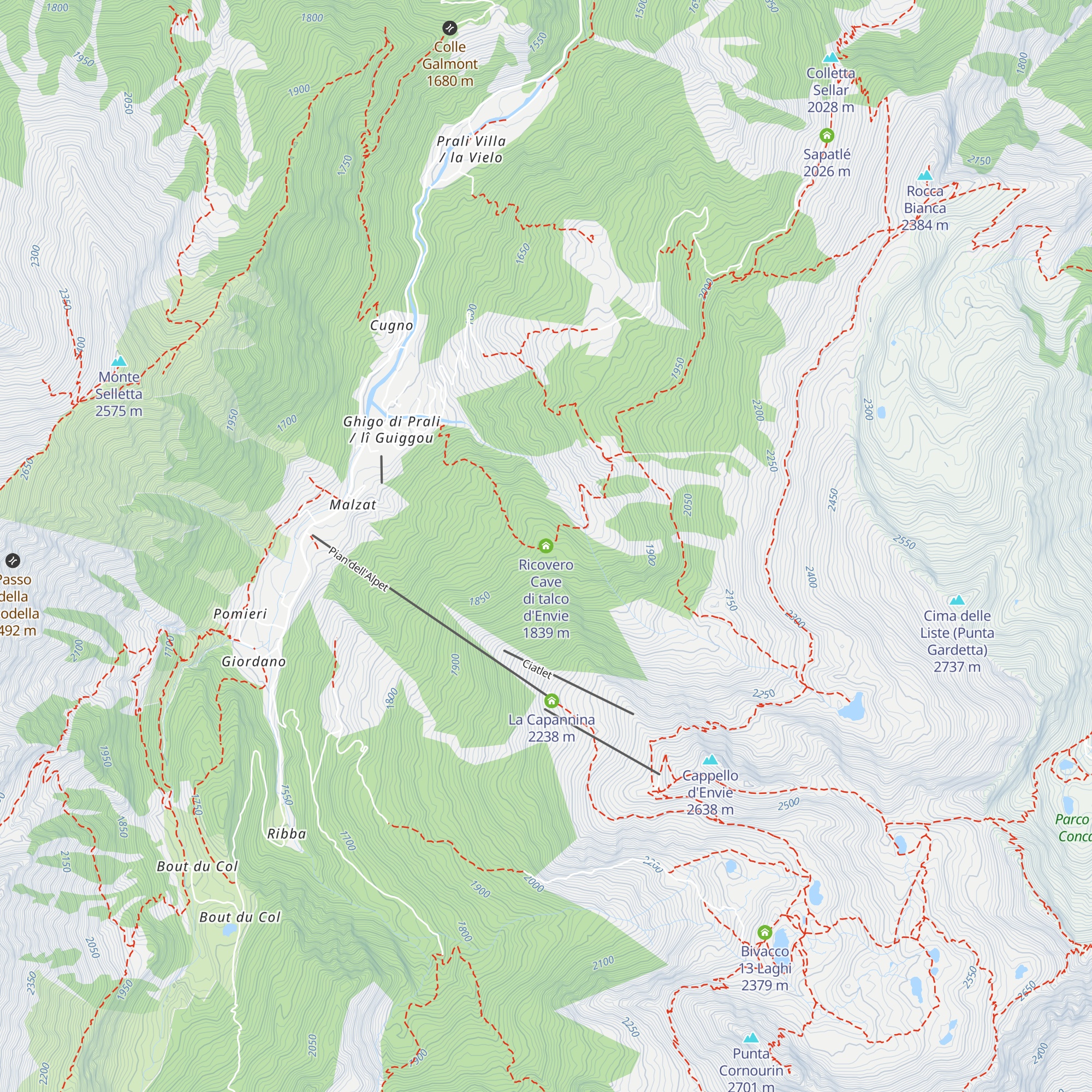 Ricovero Cave di talco d'Envie map