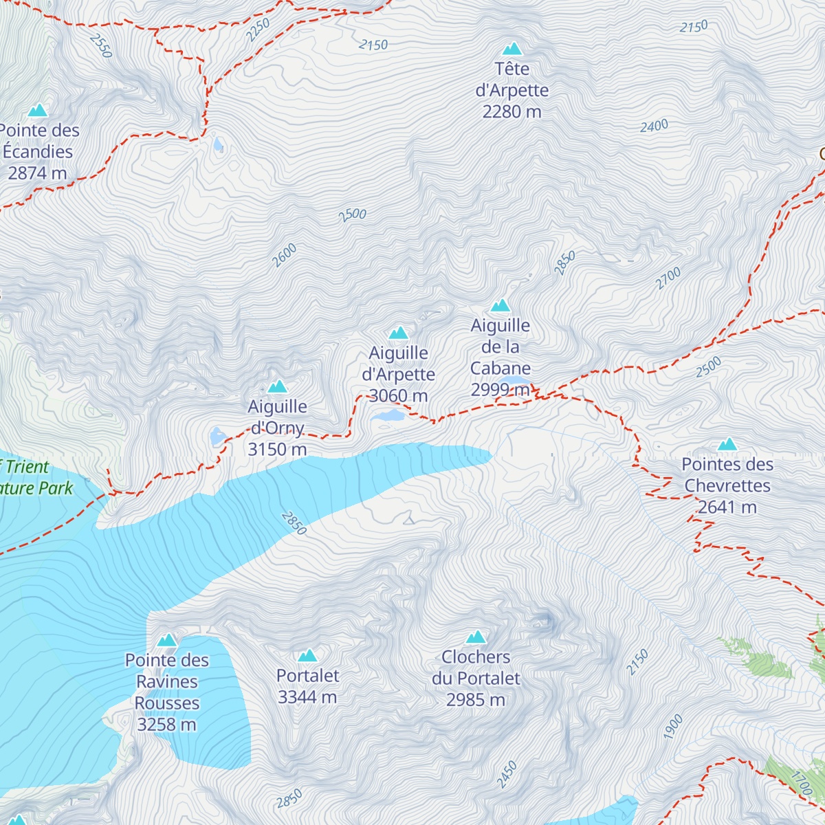 Cabane d'Orny map