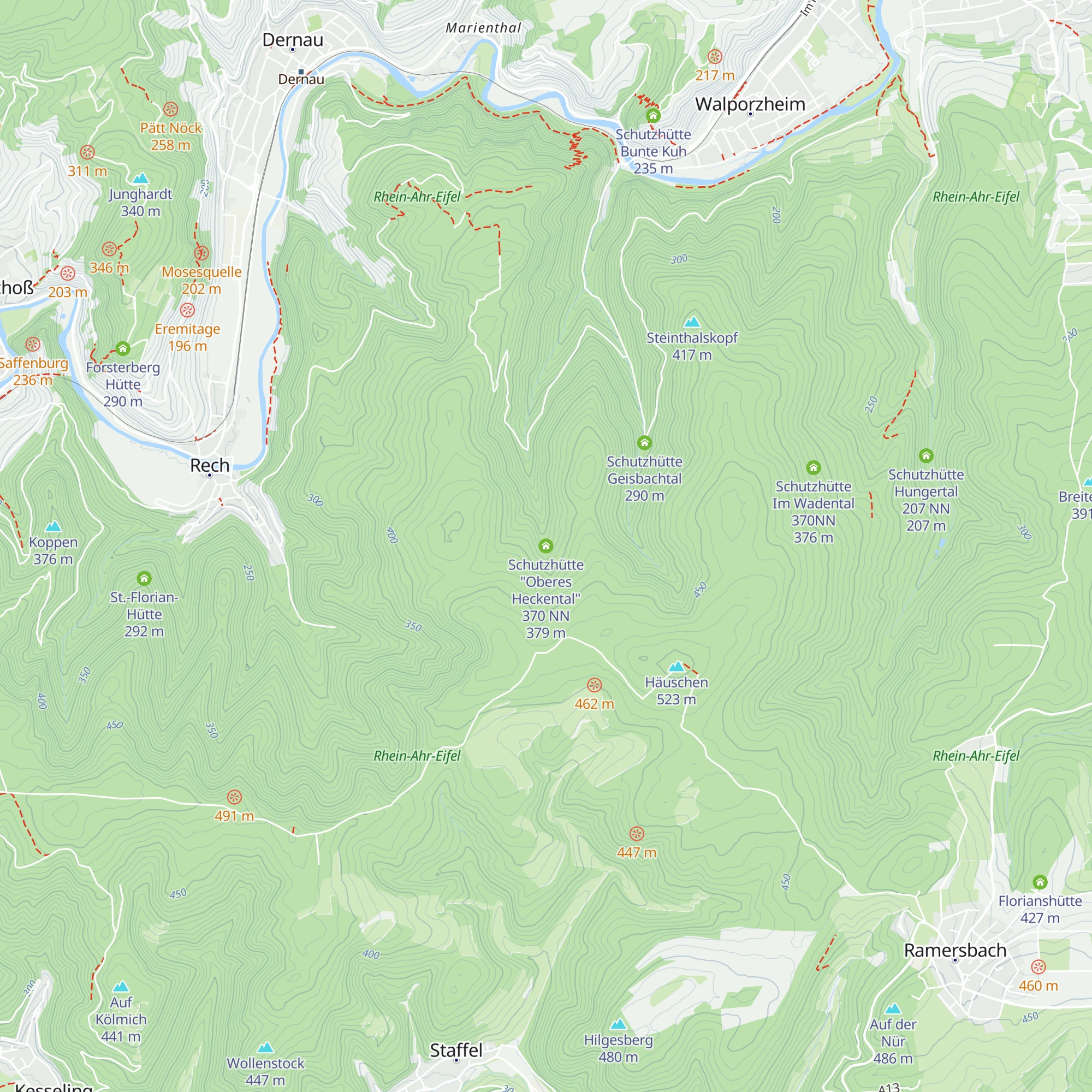Schutzhütte "Oberes Heckental" 370 NN map
