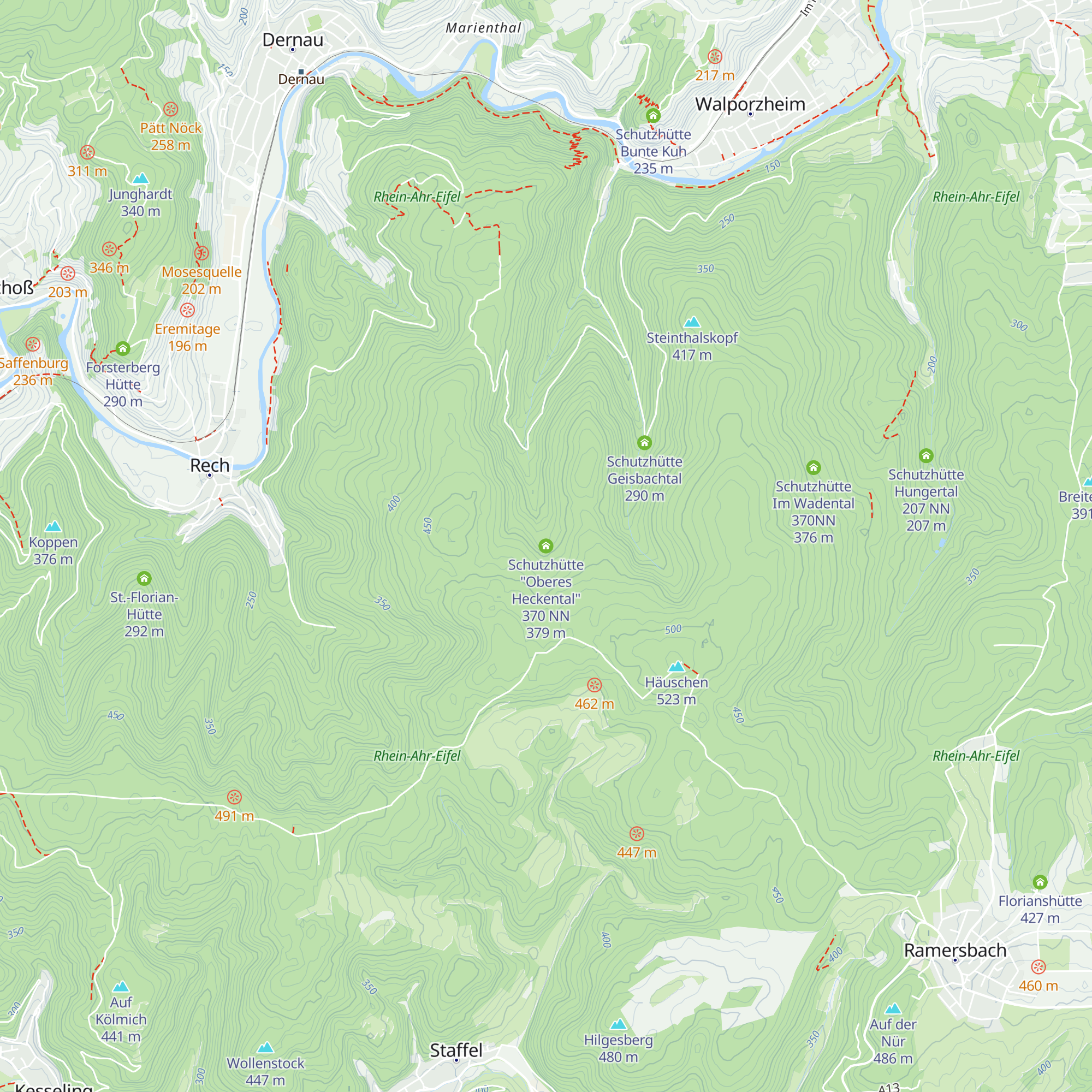 Schutzhütte "Oberes Heckental" 370 NN map