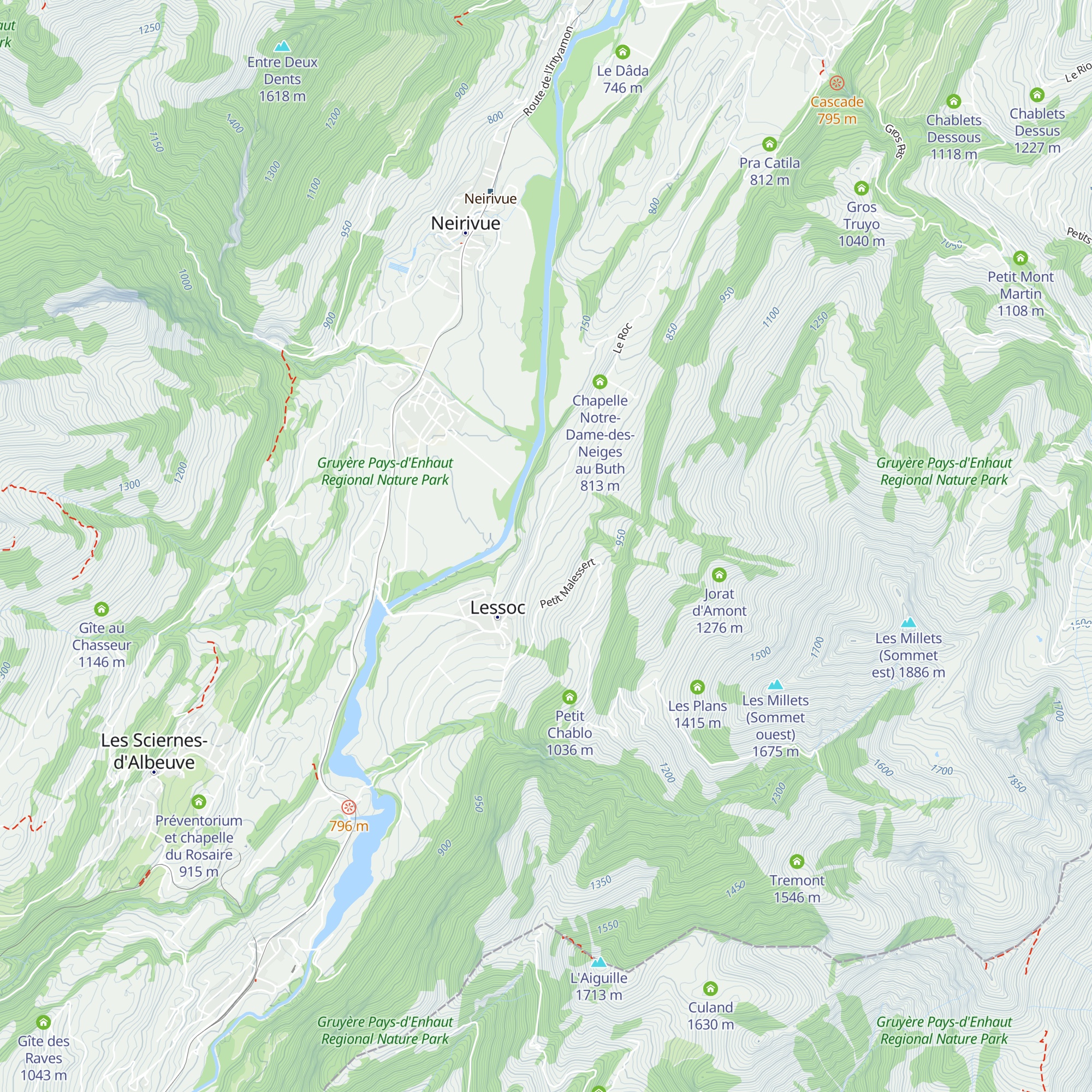 Lessoc 300 m map