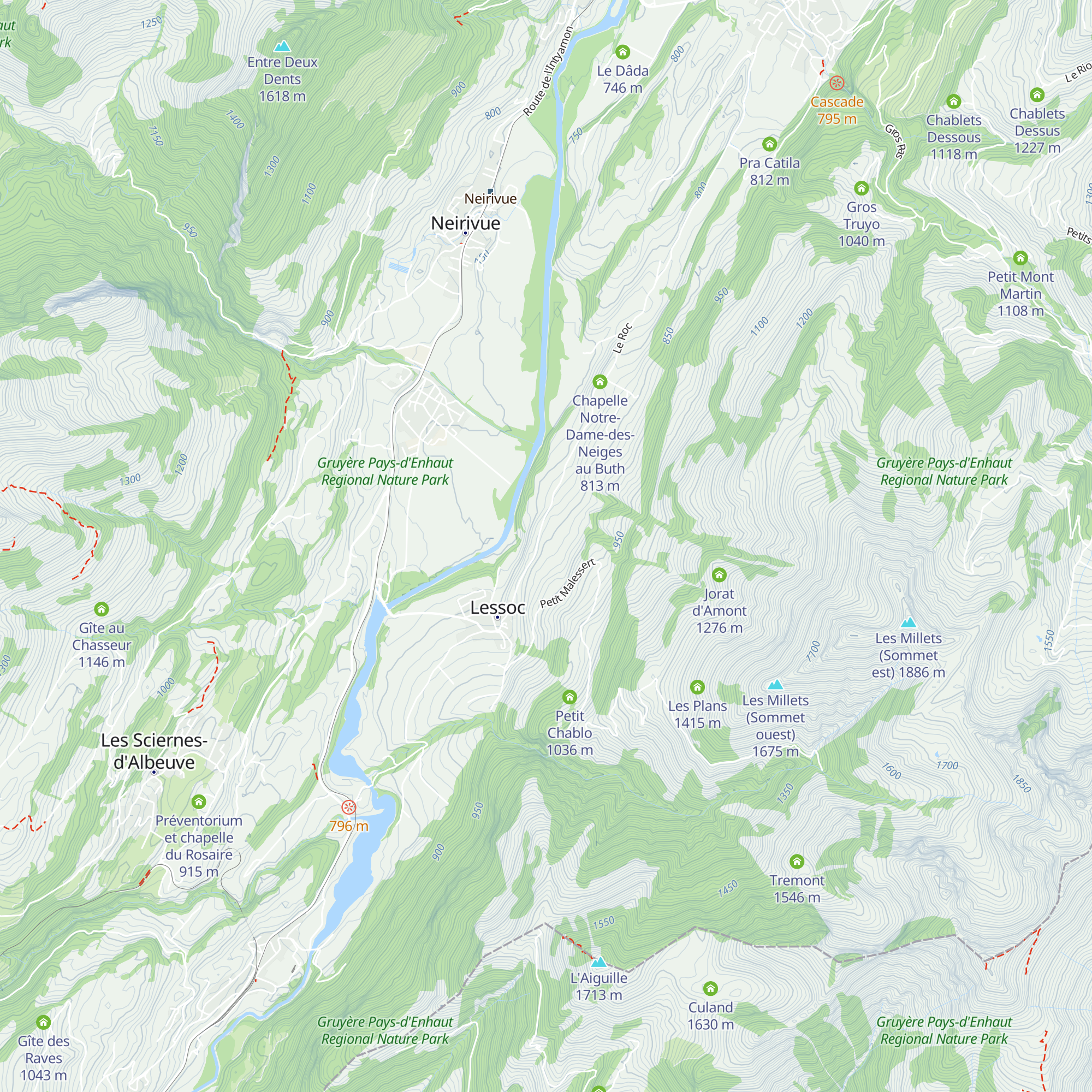 Lessoc 300 m map