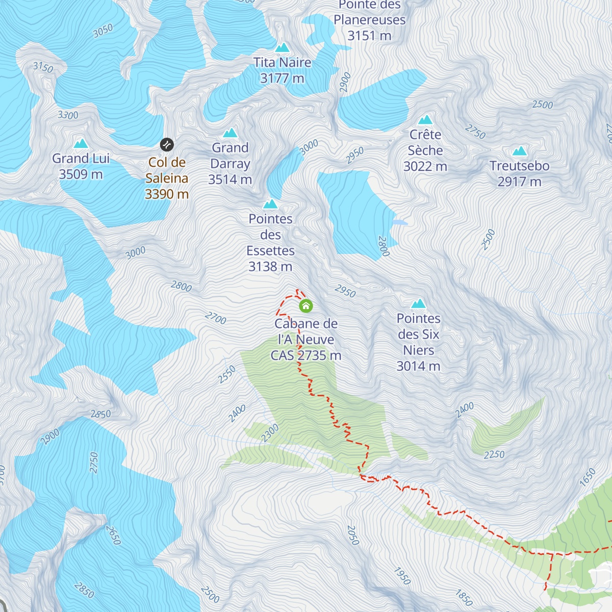 Cabane de l'A Neuve CAS map