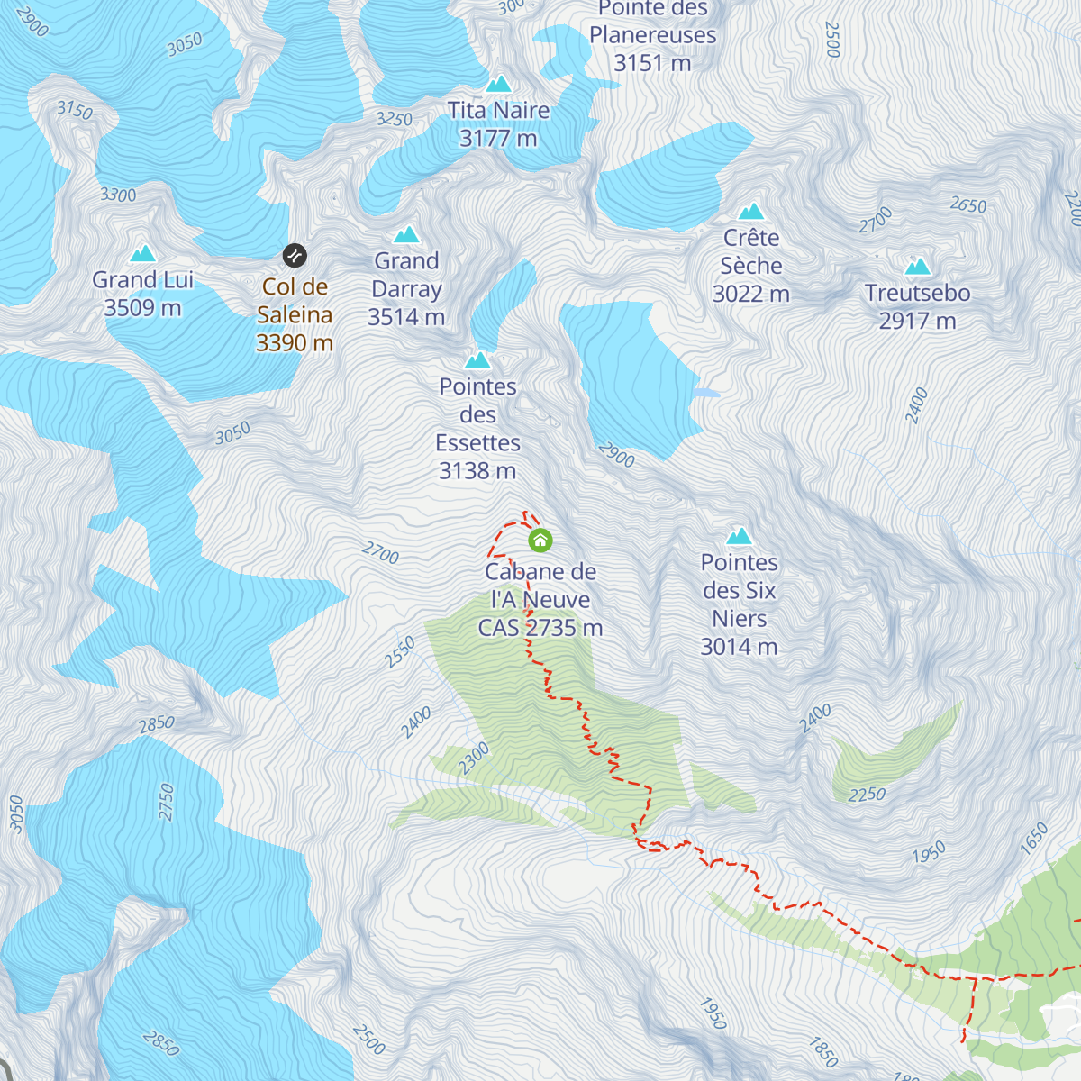 Cabane de l'A Neuve CAS map