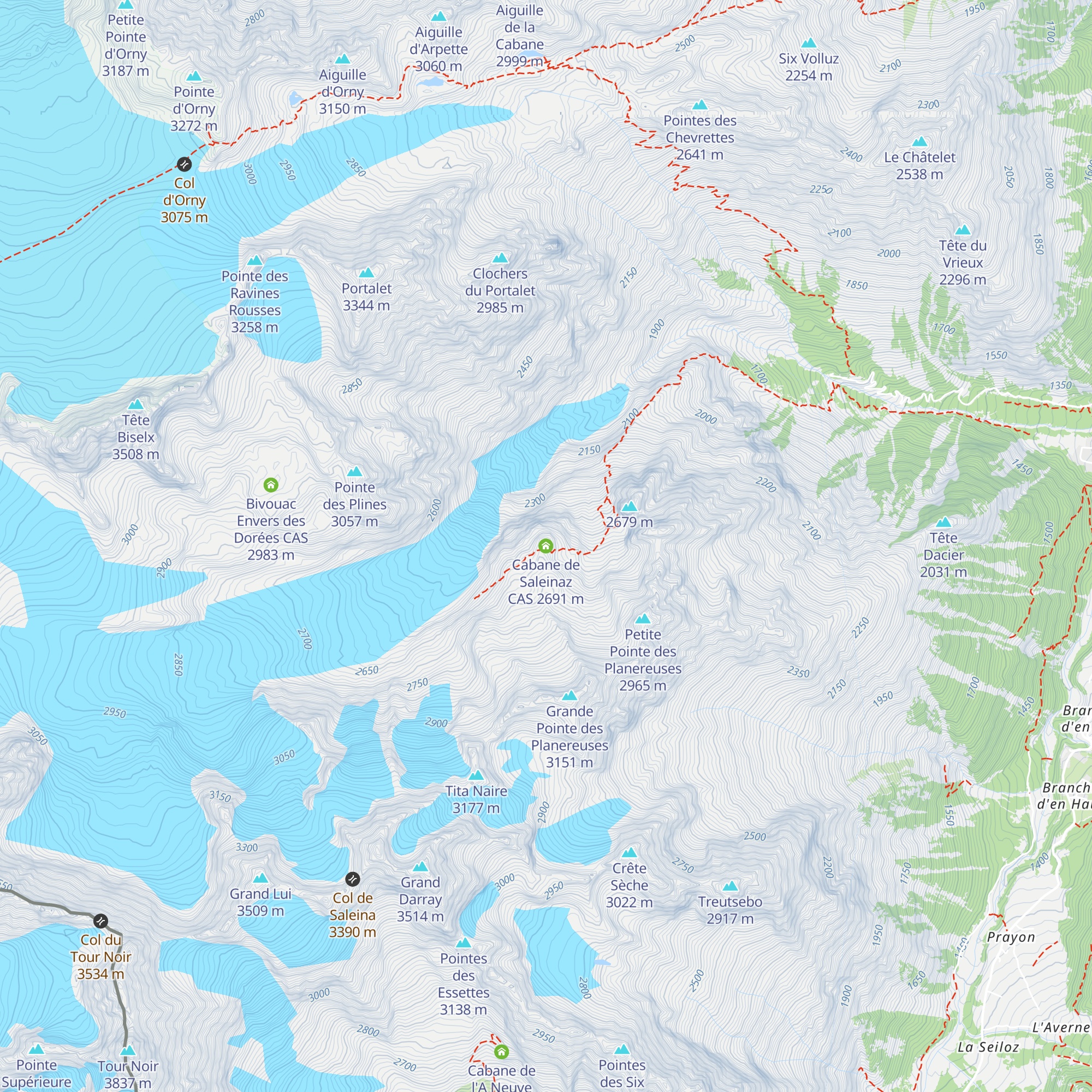Cabane de Saleinaz CAS map
