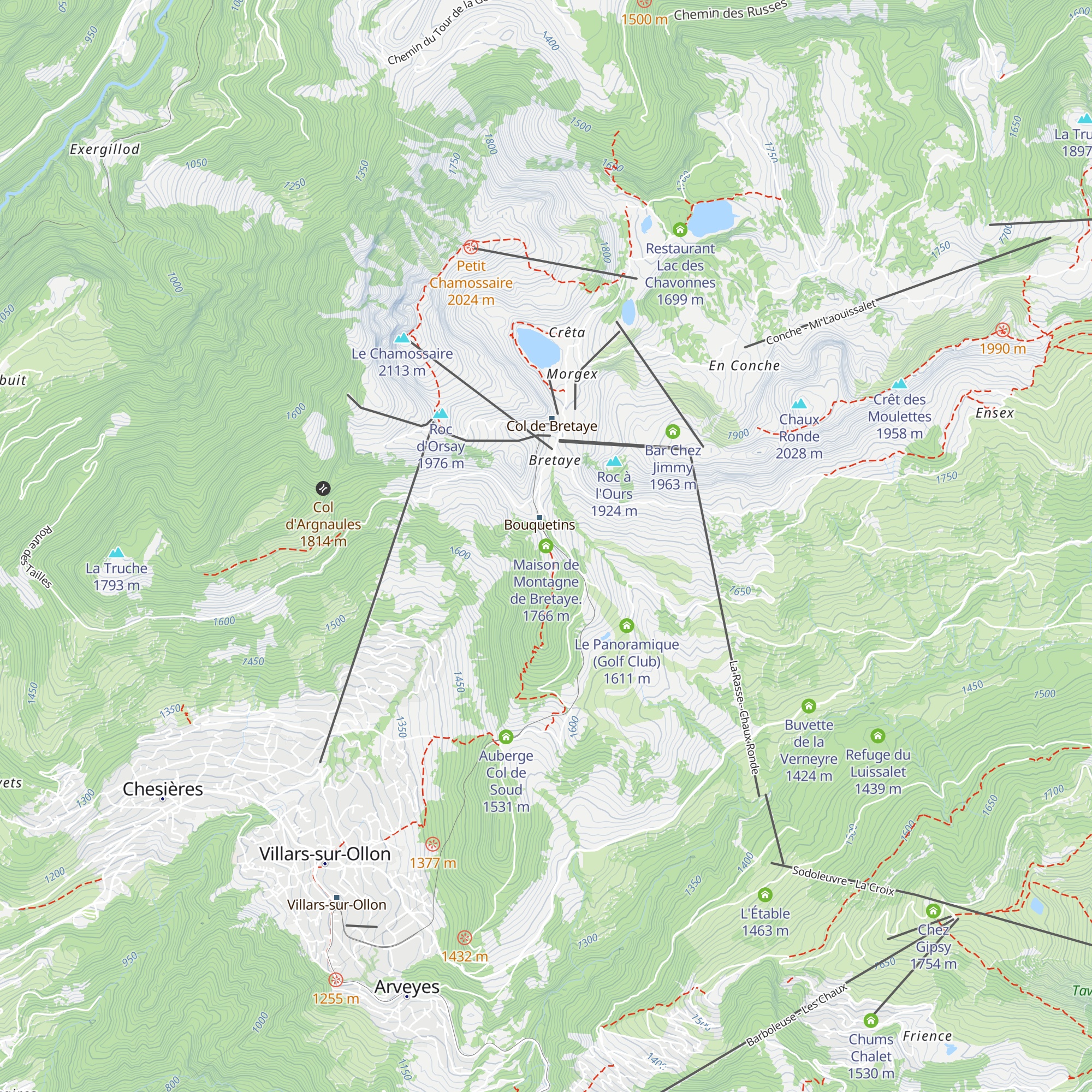 Maison de Montagne de Bretaye. map