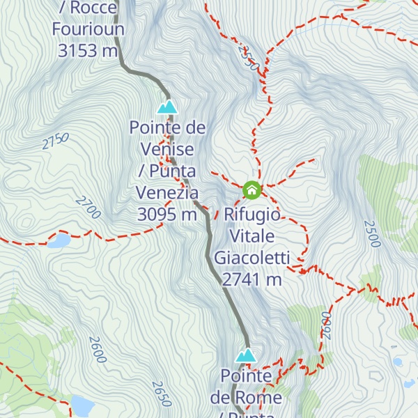 Map of Pointe d'Udine / Punta Udine