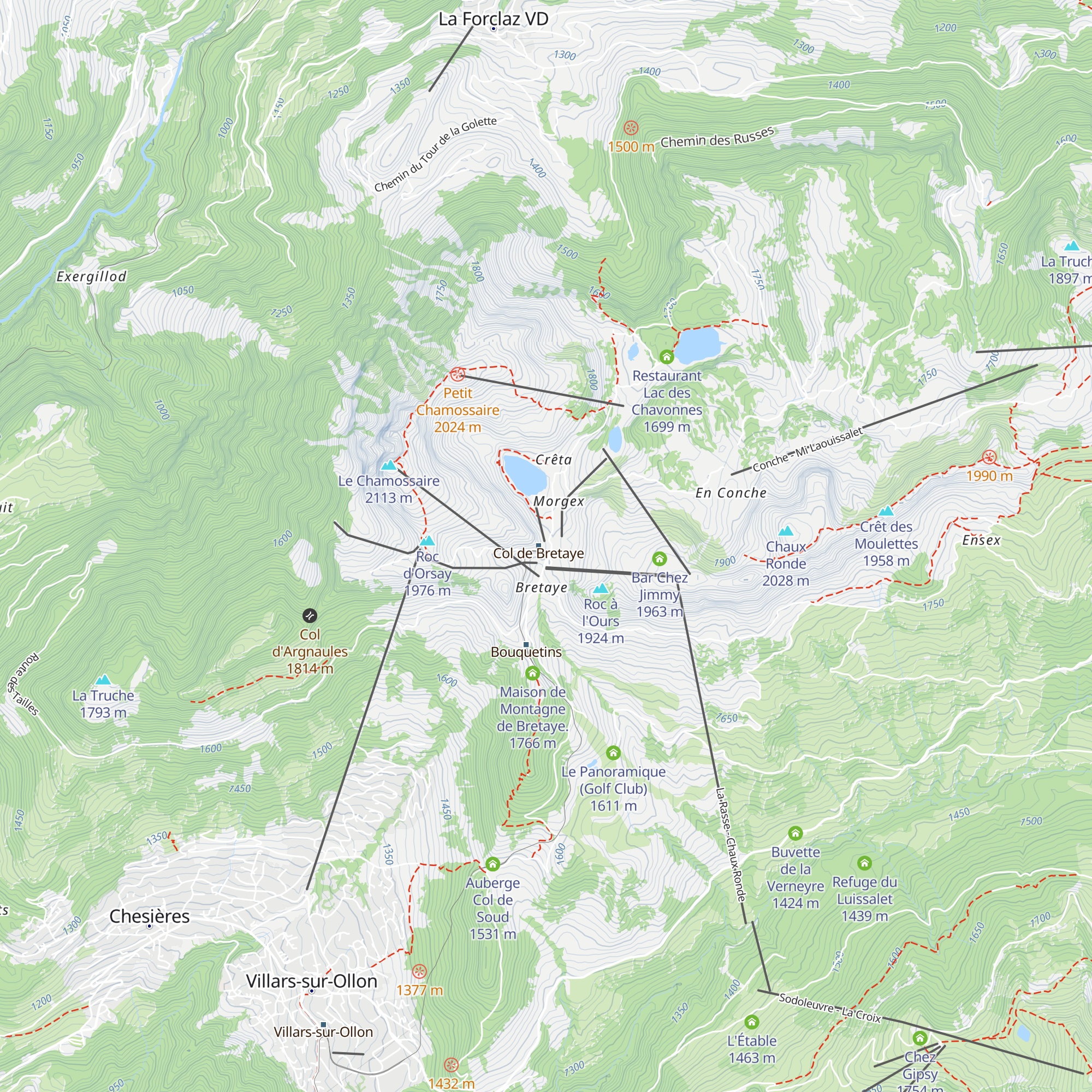 Restaurant Col de Bretaye map