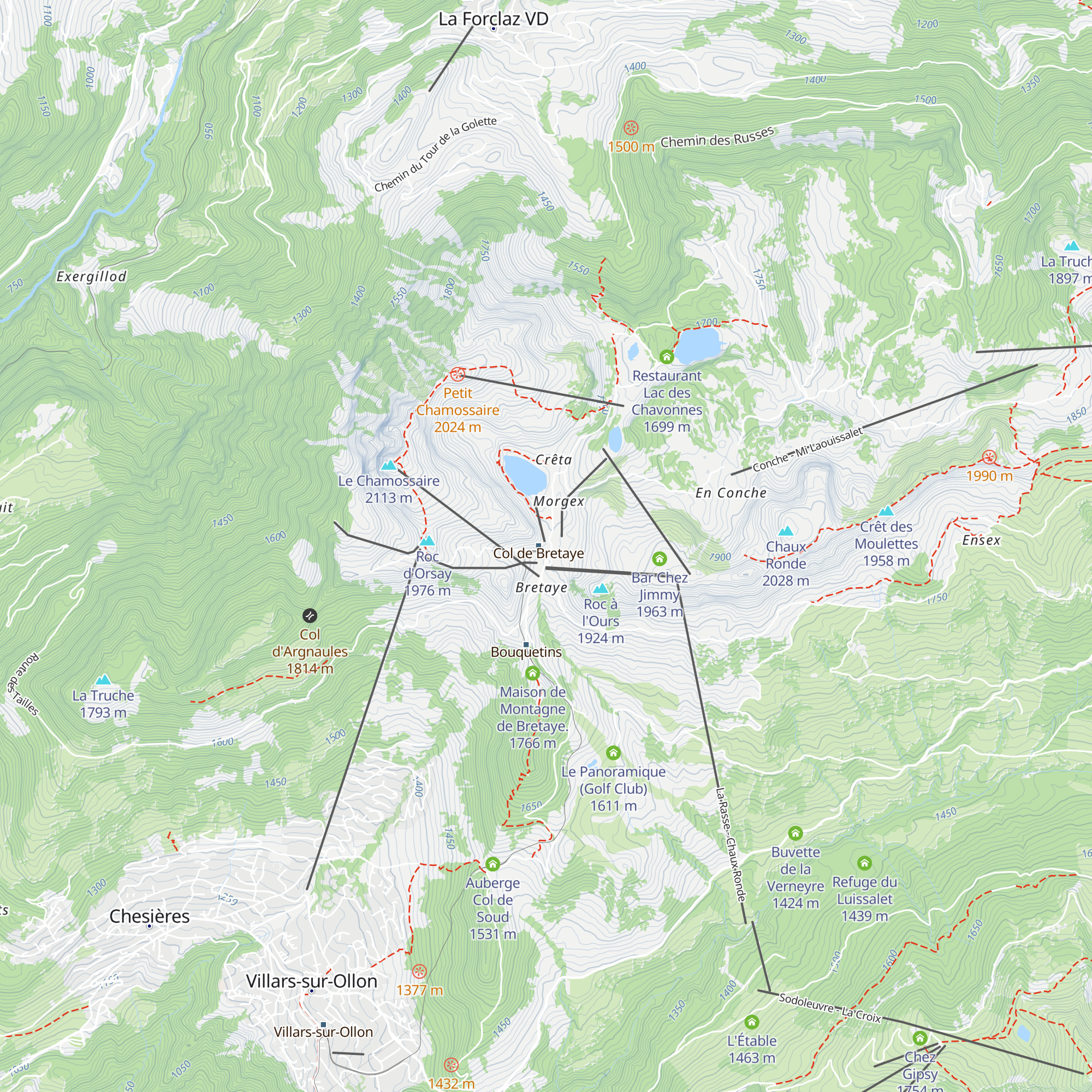 Restaurant Col de Bretaye map