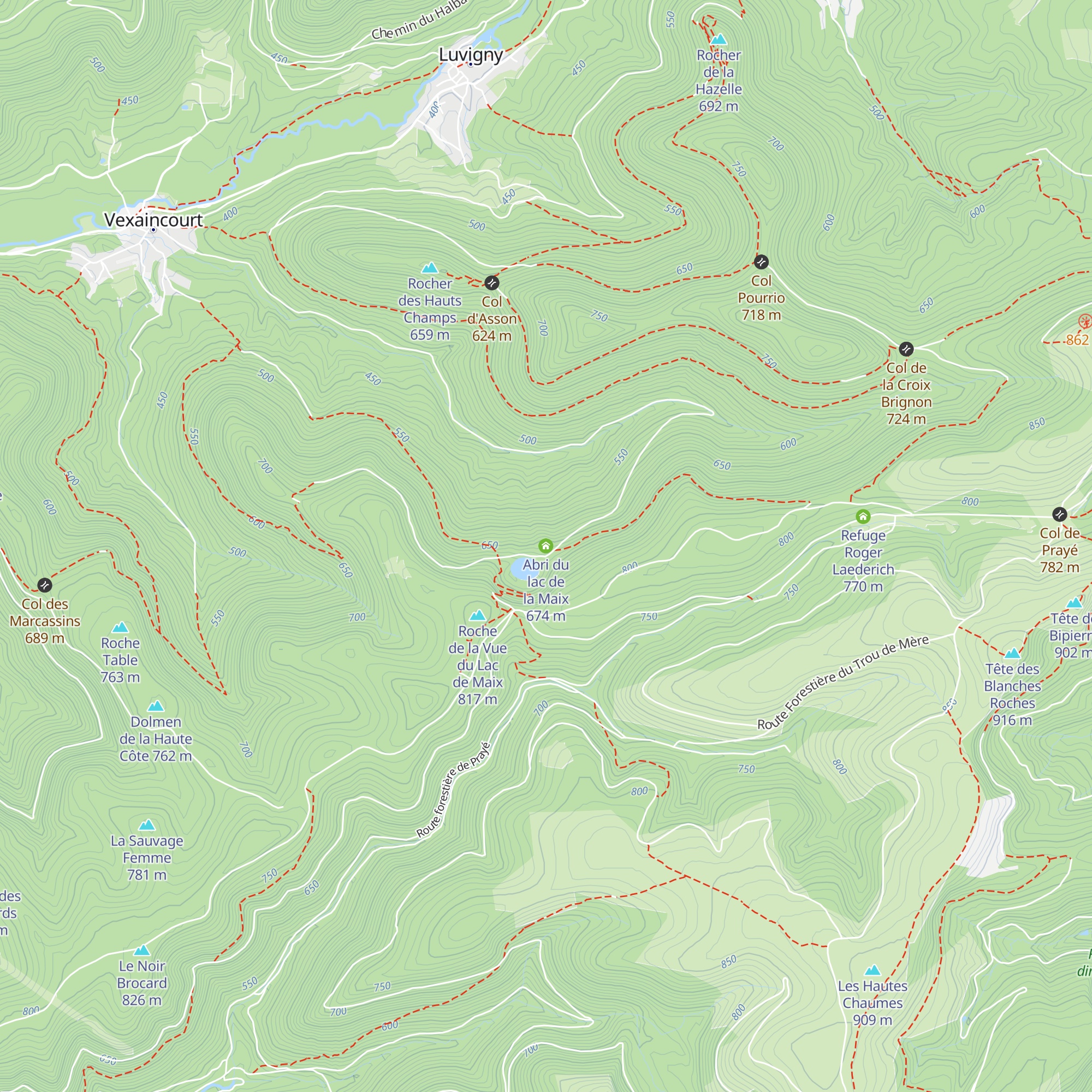 Abri du lac de la Maix map