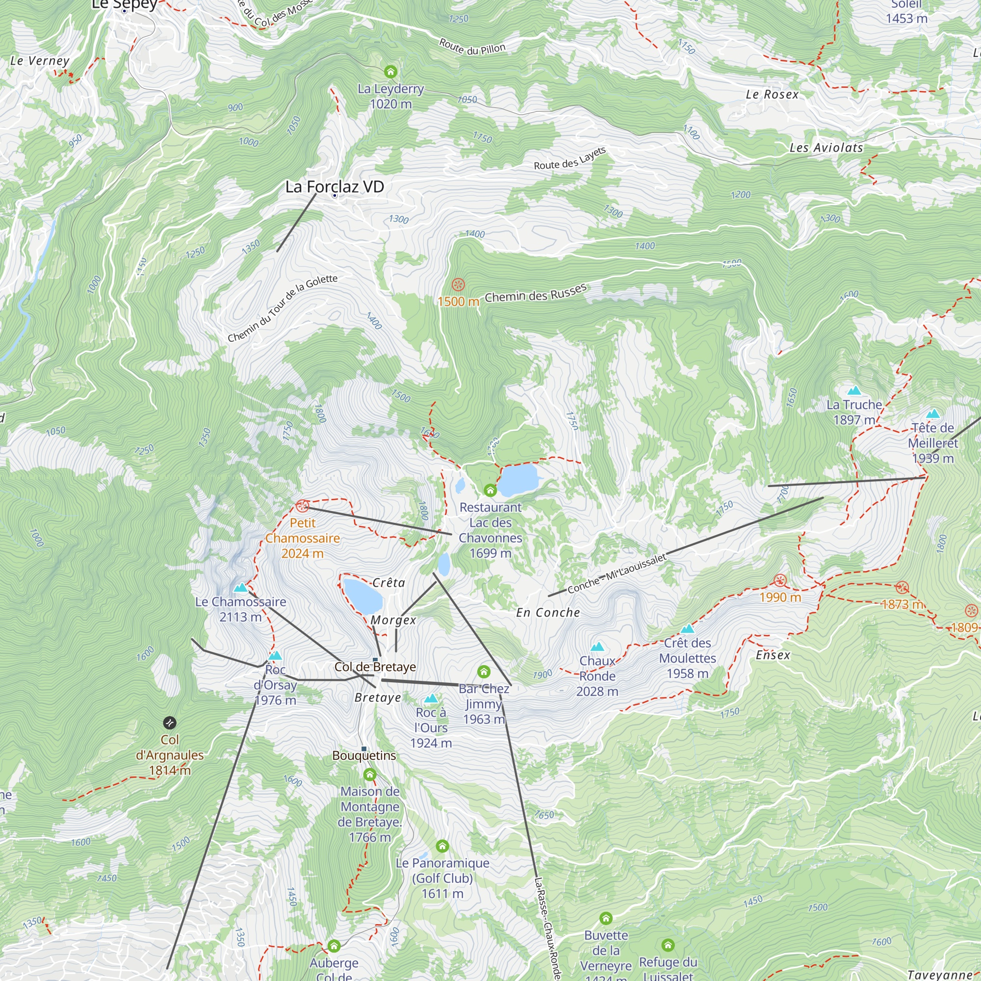 Restaurant Lac des Chavonnes map