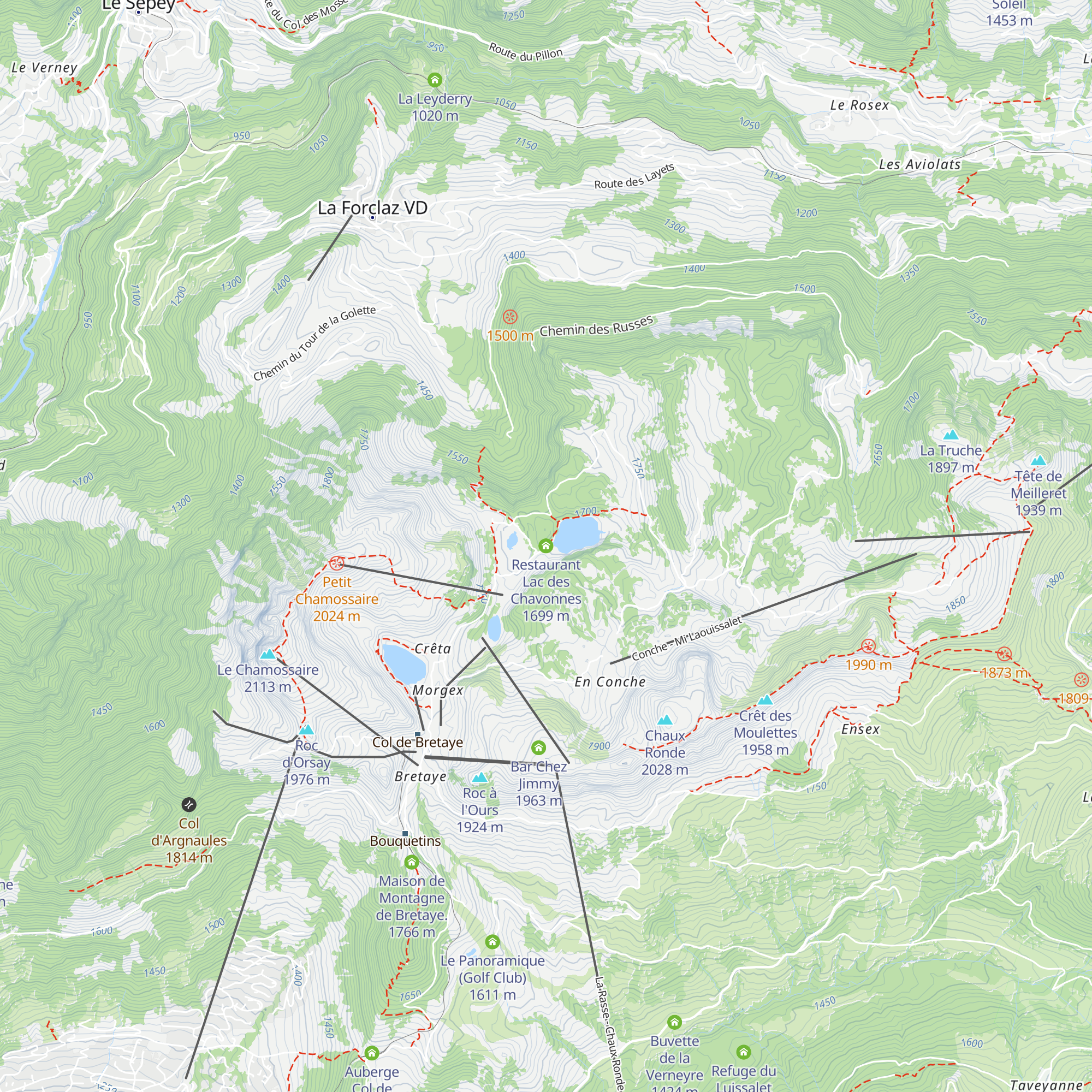 Restaurant Lac des Chavonnes map