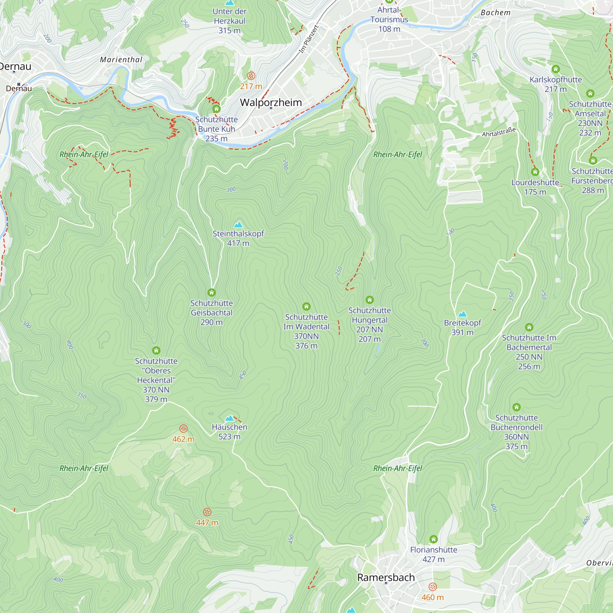 Schutzhütte Im Wadental 370NN map