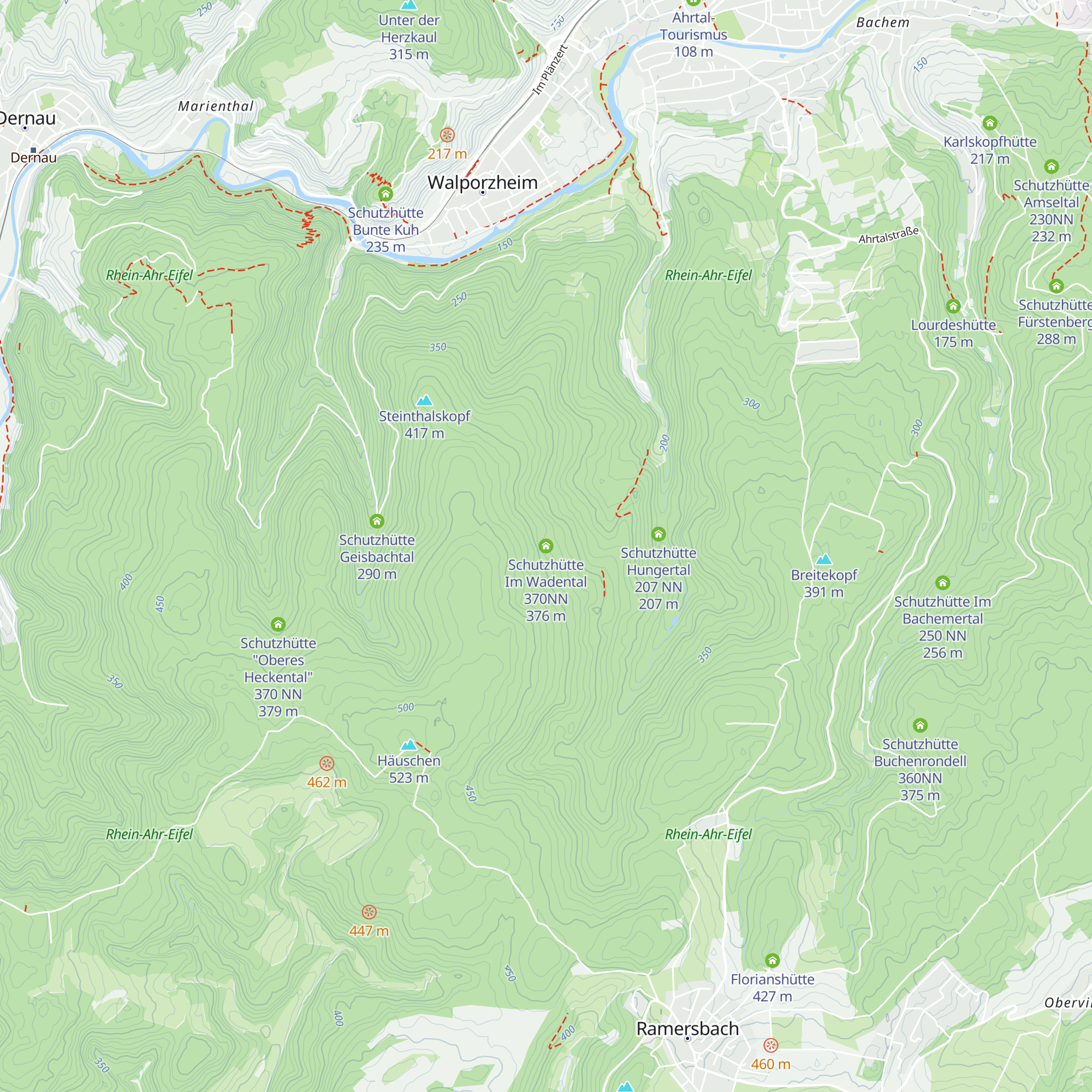 Schutzhütte Im Wadental 370NN map