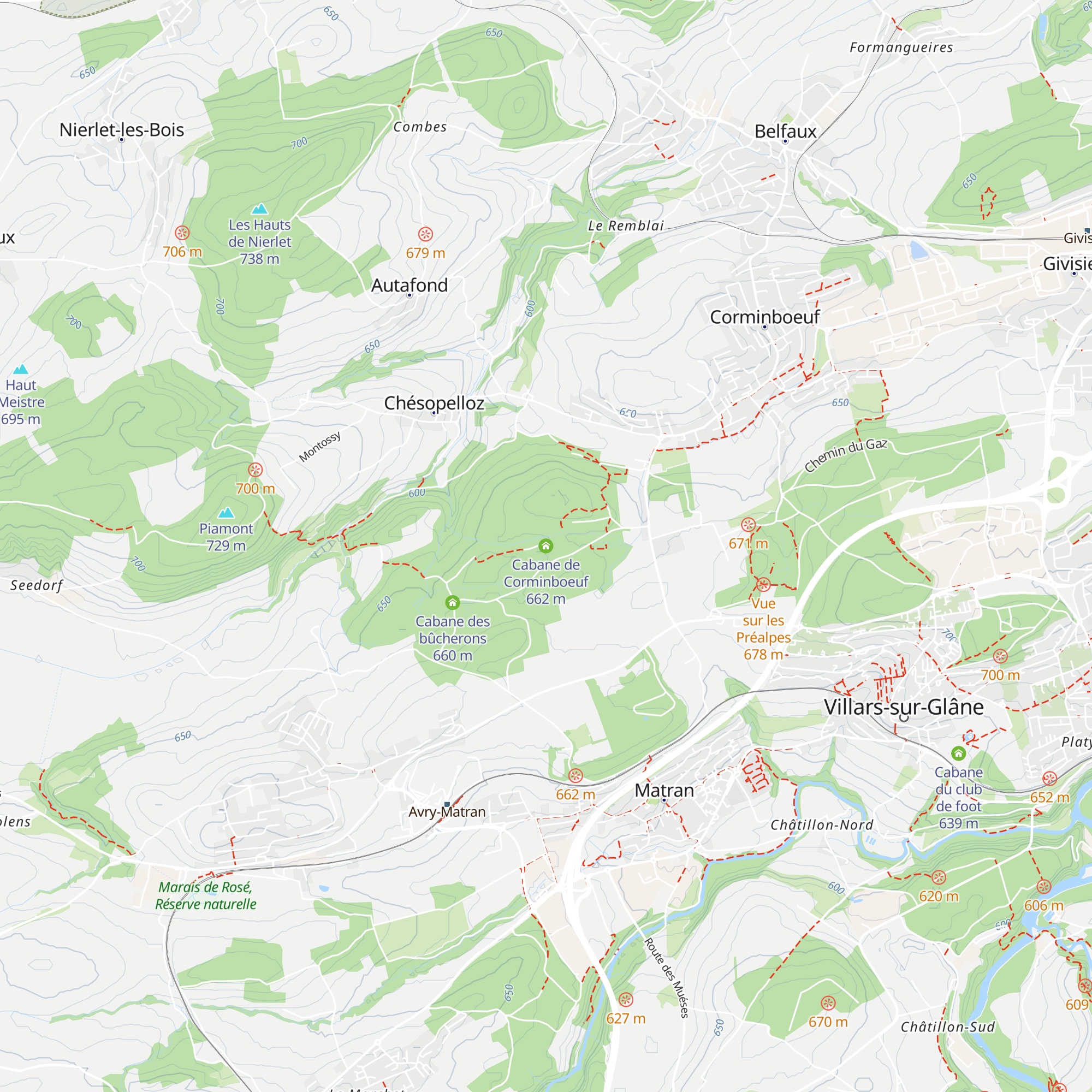 Cabane de Corminboeuf map
