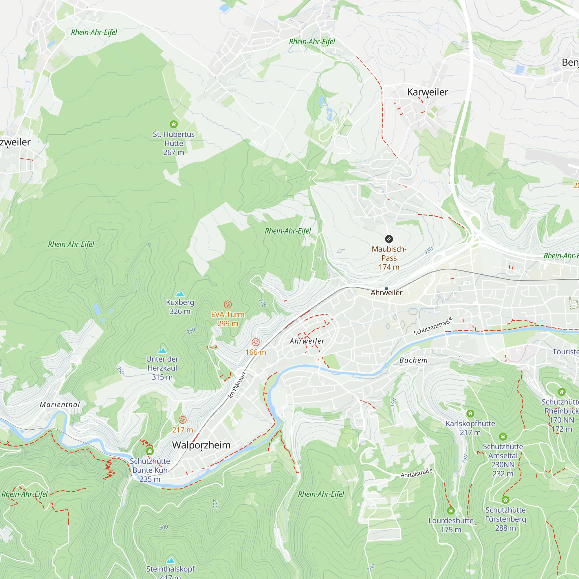 Schutzhütte Steinräusch 220NN map