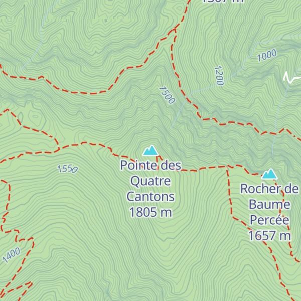 Map of Pointe des Quatre Cantons